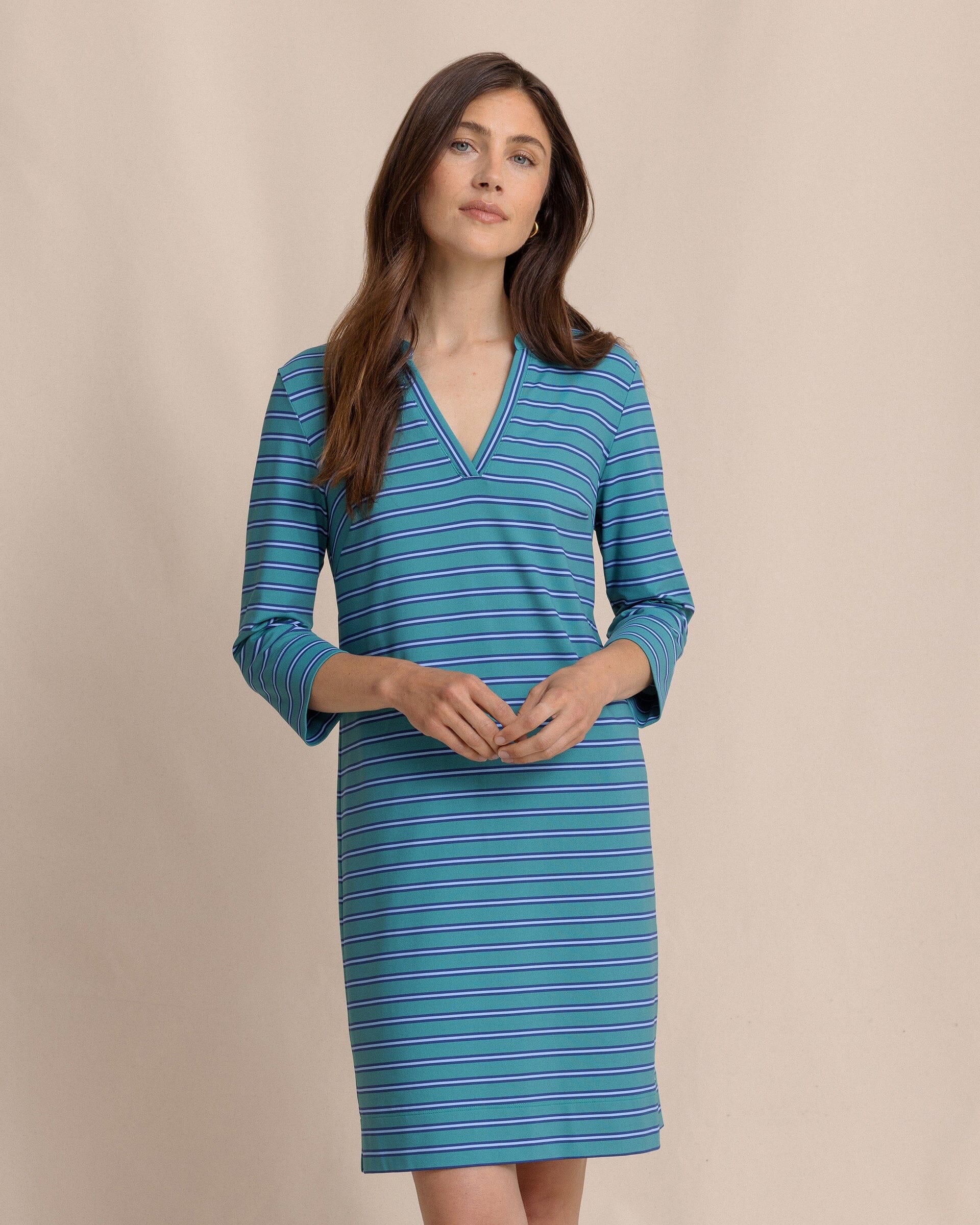 Alicia Stripe Dress - Spruce Shade