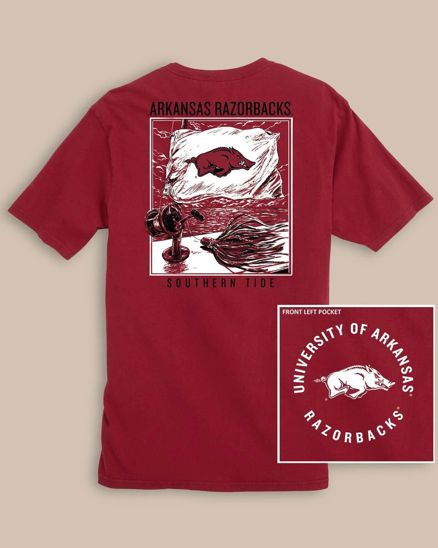 Arkansas Razorbacks Fishing Flag T-Shirt - Image 2