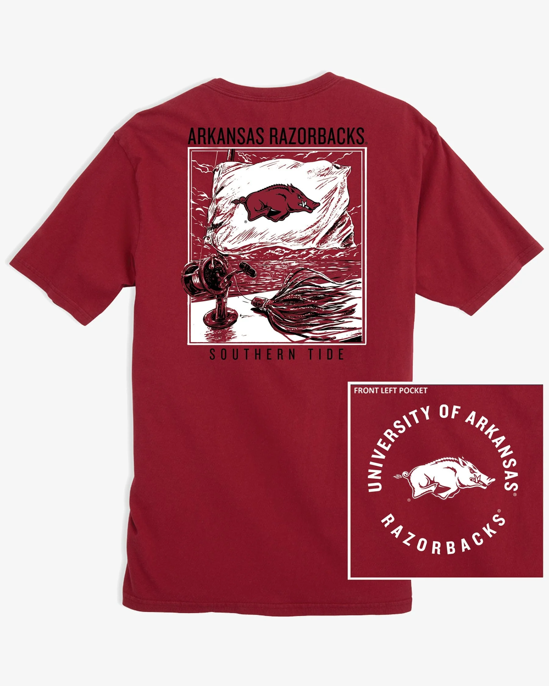 Arkansas Razorbacks Fishing Flag T-Shirt - Image 3