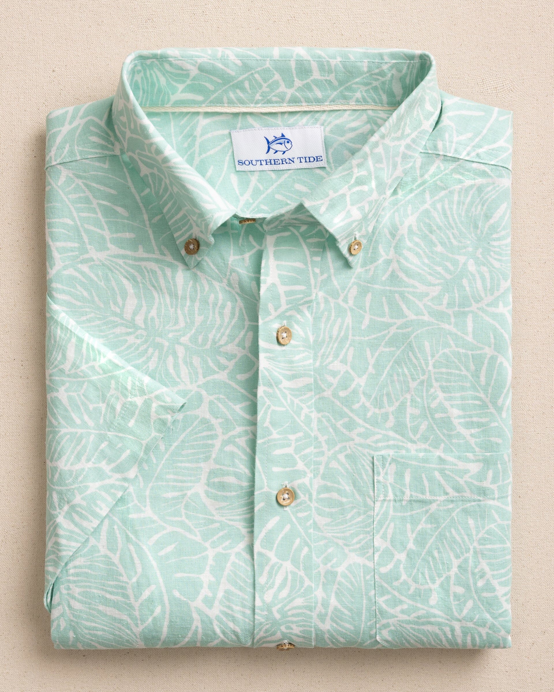 Beach Palms Linen Rayon Short Sleeve Sport Shirt - Image 3