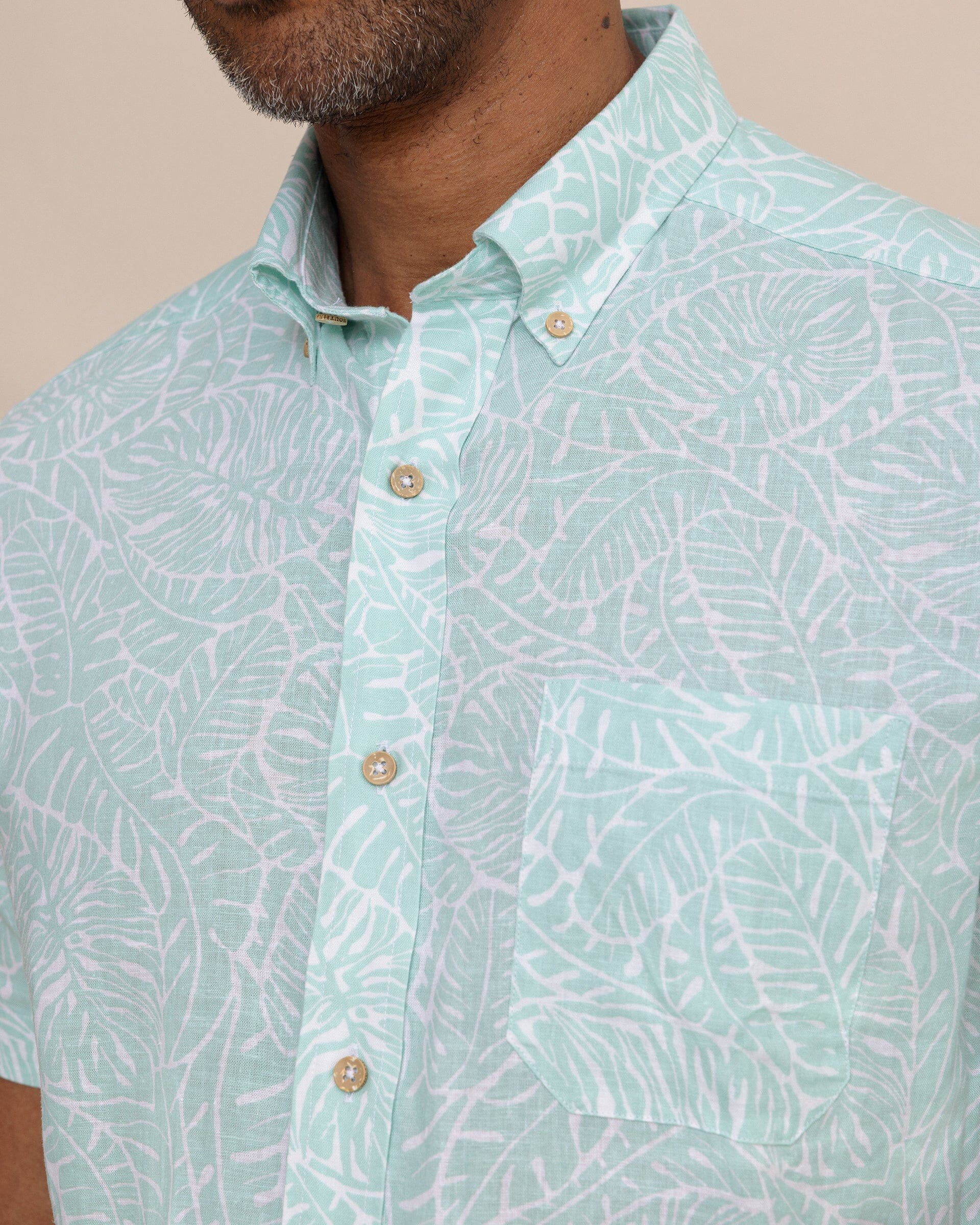 Beach Palms Linen Rayon Short Sleeve Sport Shirt - Image 6