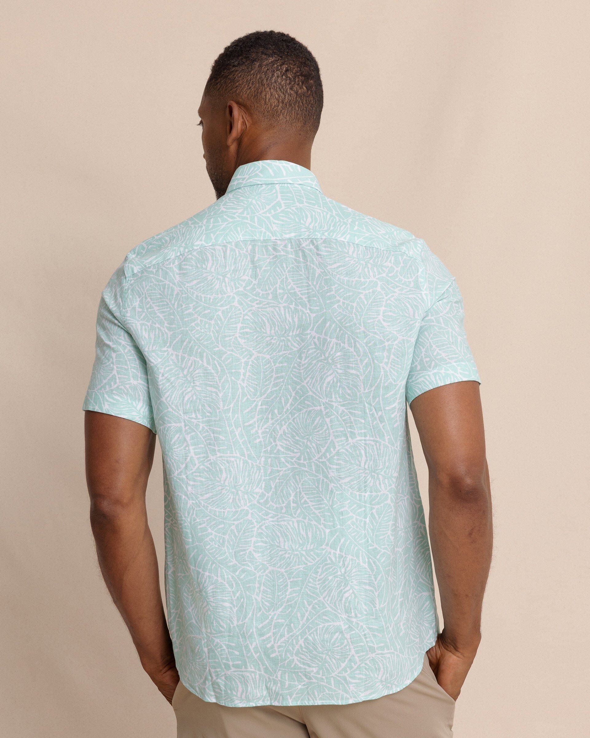 Beach Palms Linen Rayon Short Sleeve Sport Shirt - Image 8