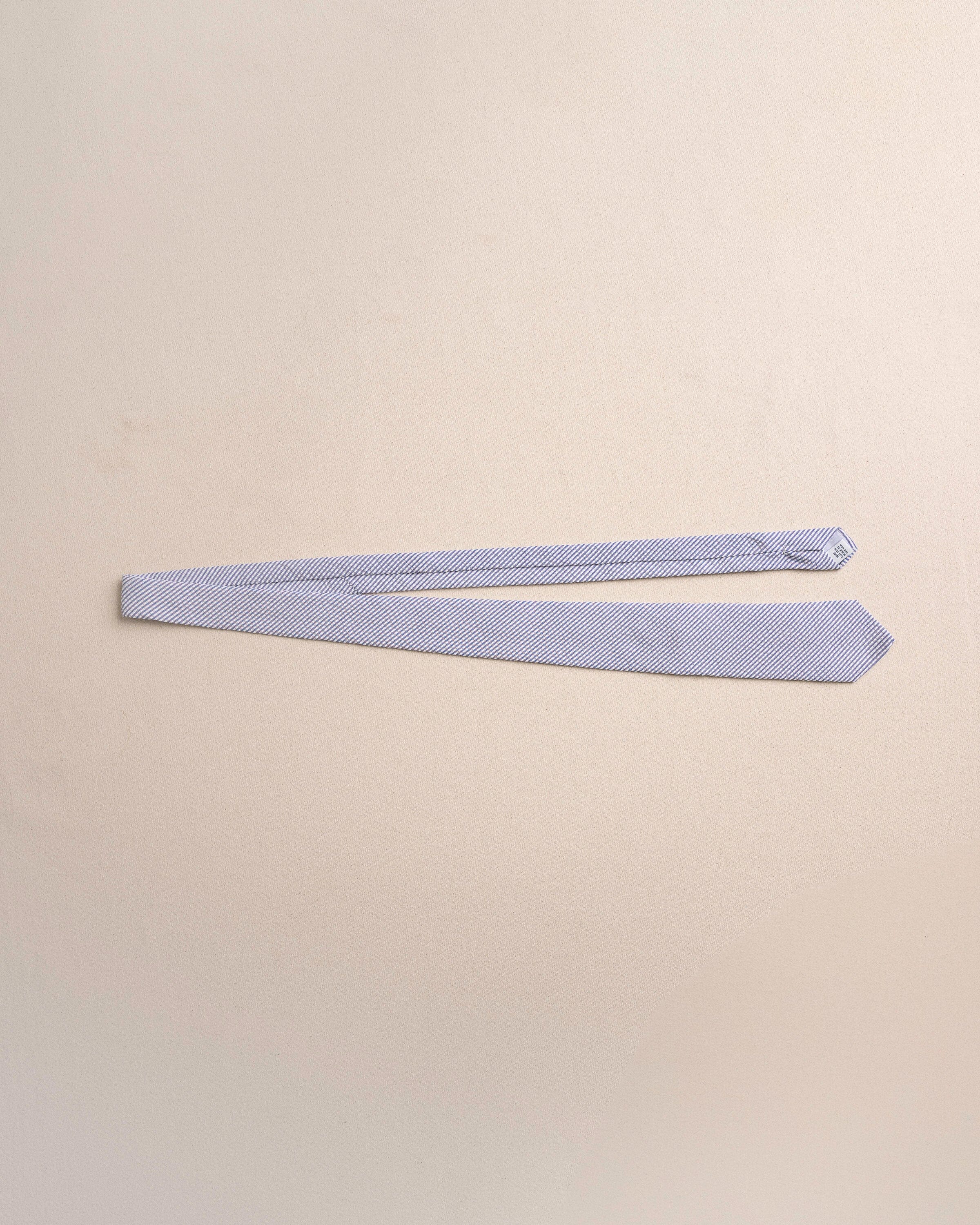 High Cotton Blue and White Seersucker Necktie - Image 3