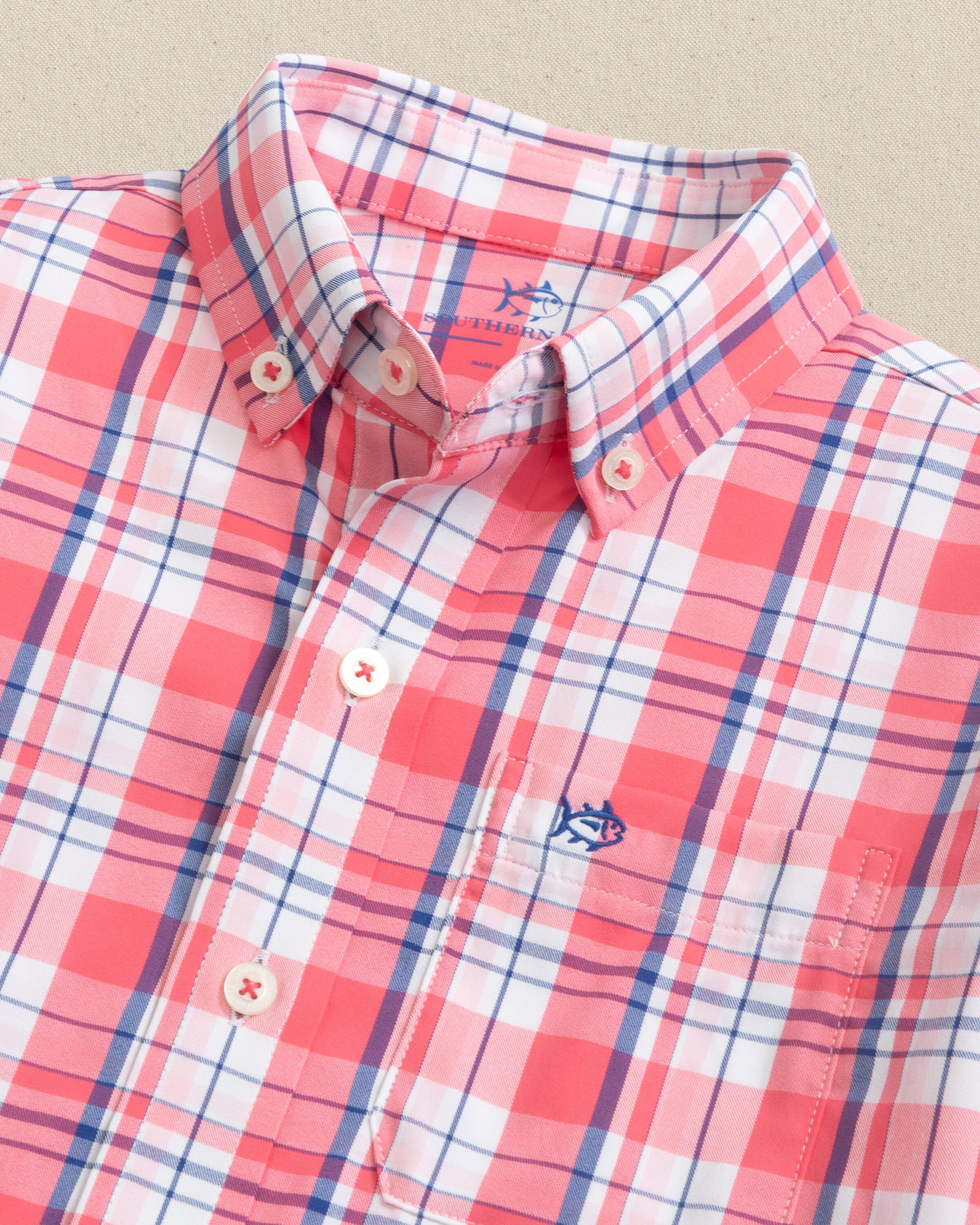 Boys Breakwater Plaid Intercoastal Long Sleeve Sport Shirt - Image 3