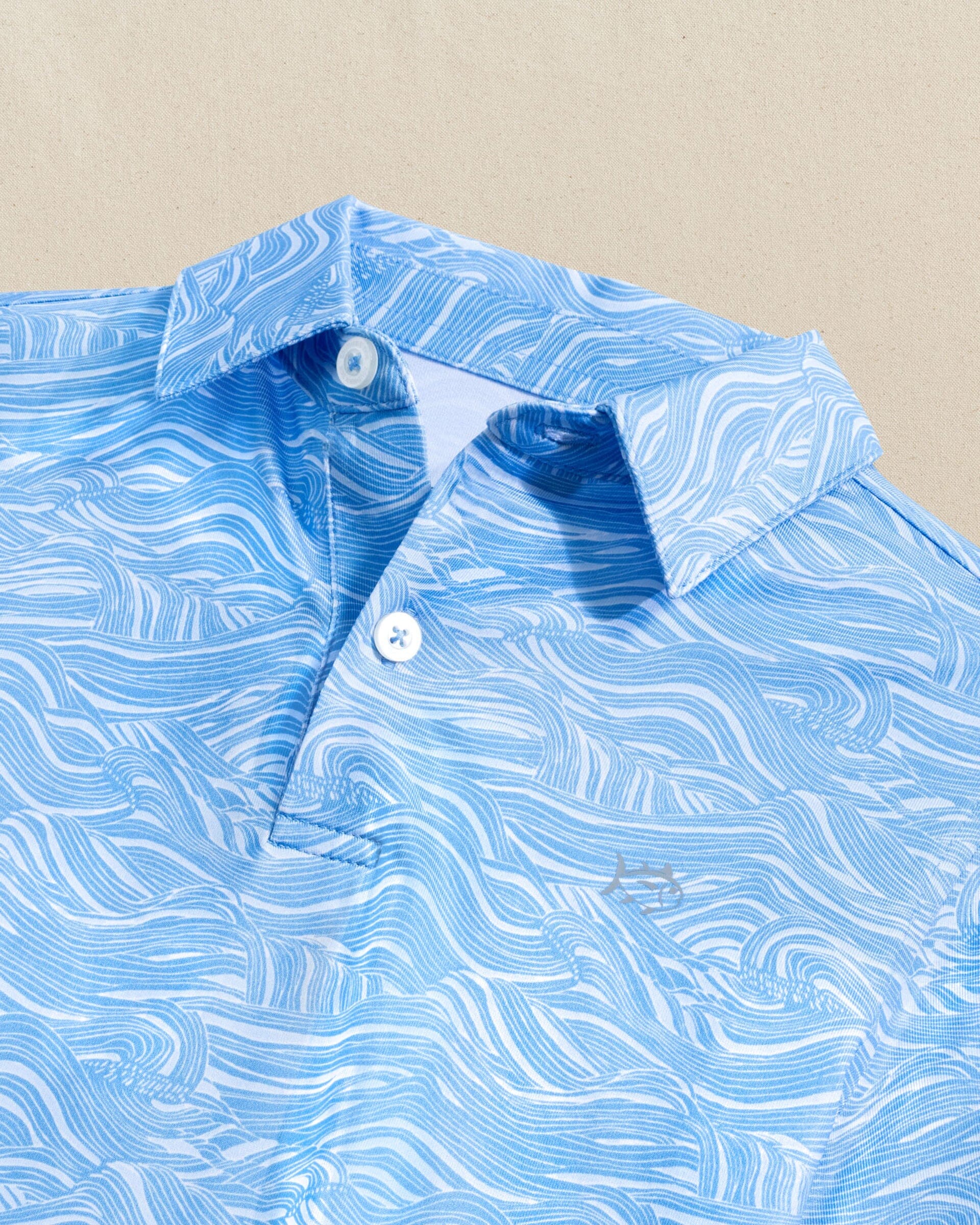 Boys Driver Rolling Waves Printed Performance Polo - Image 2