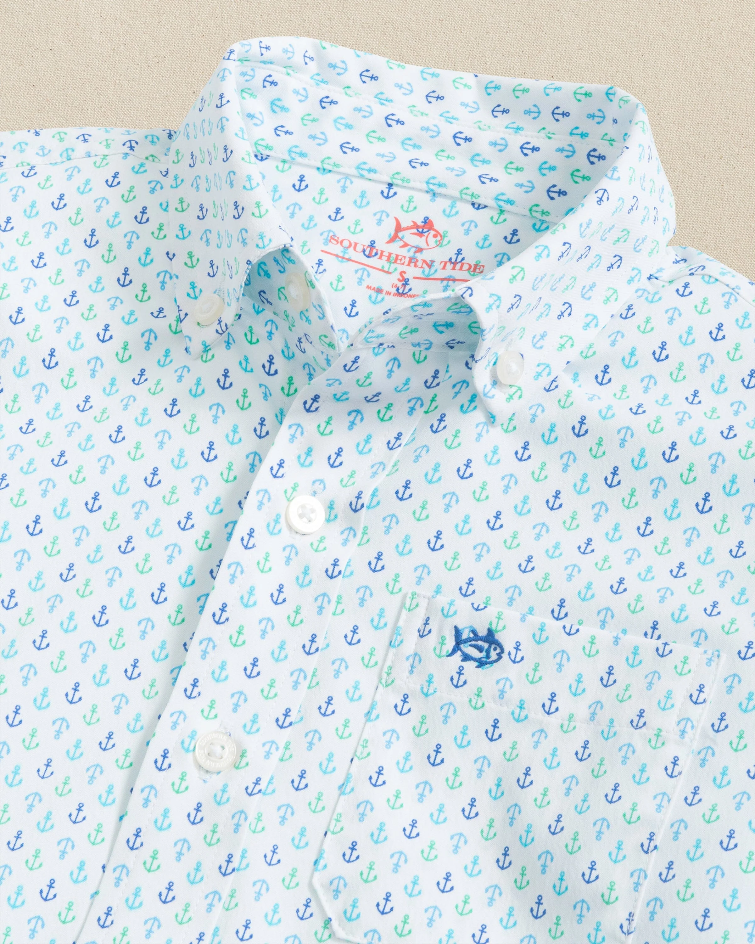 Boys Intercoastal Anchors Away Short Sleeve Sport Shirt - Image 3