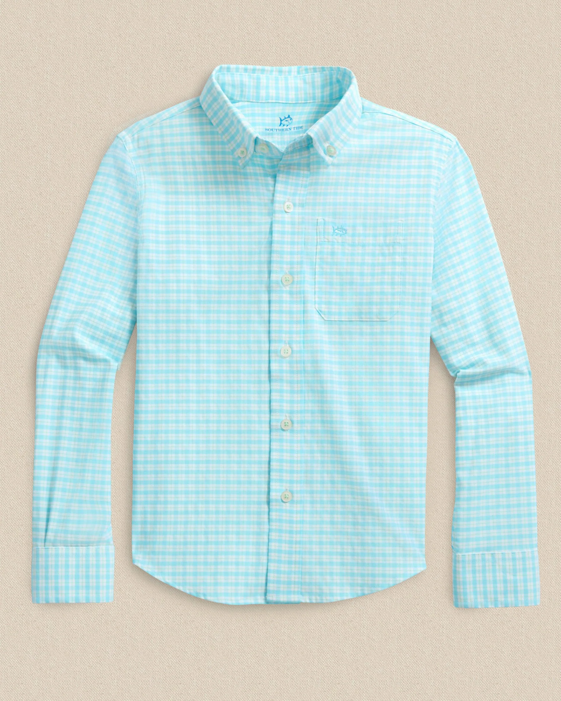 Boys Precheck Plaid Coastal Breeze® Sport Shirt