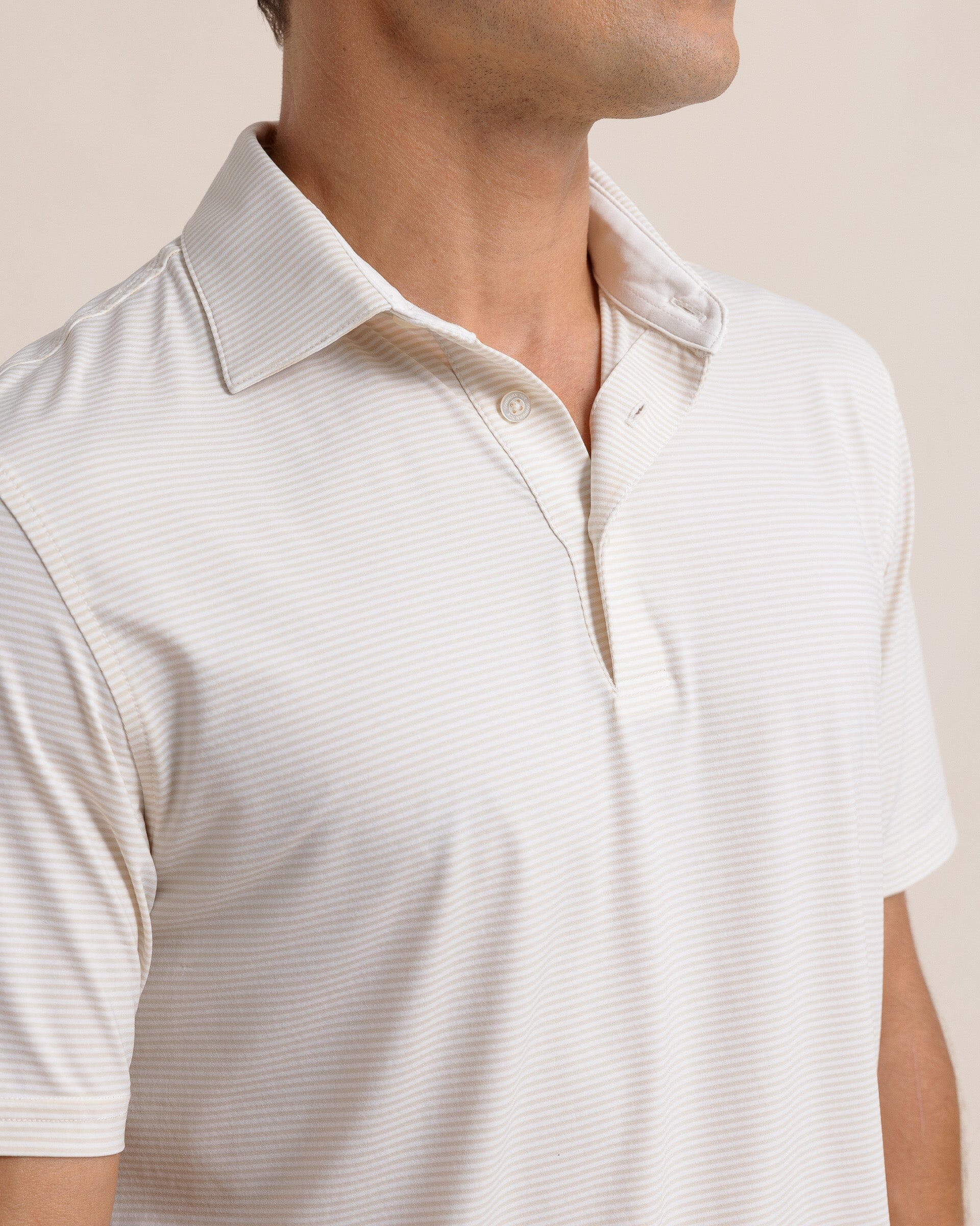 brrr°®-eeze Meadowbrook Stripe Polo - Sand White - Image 3
