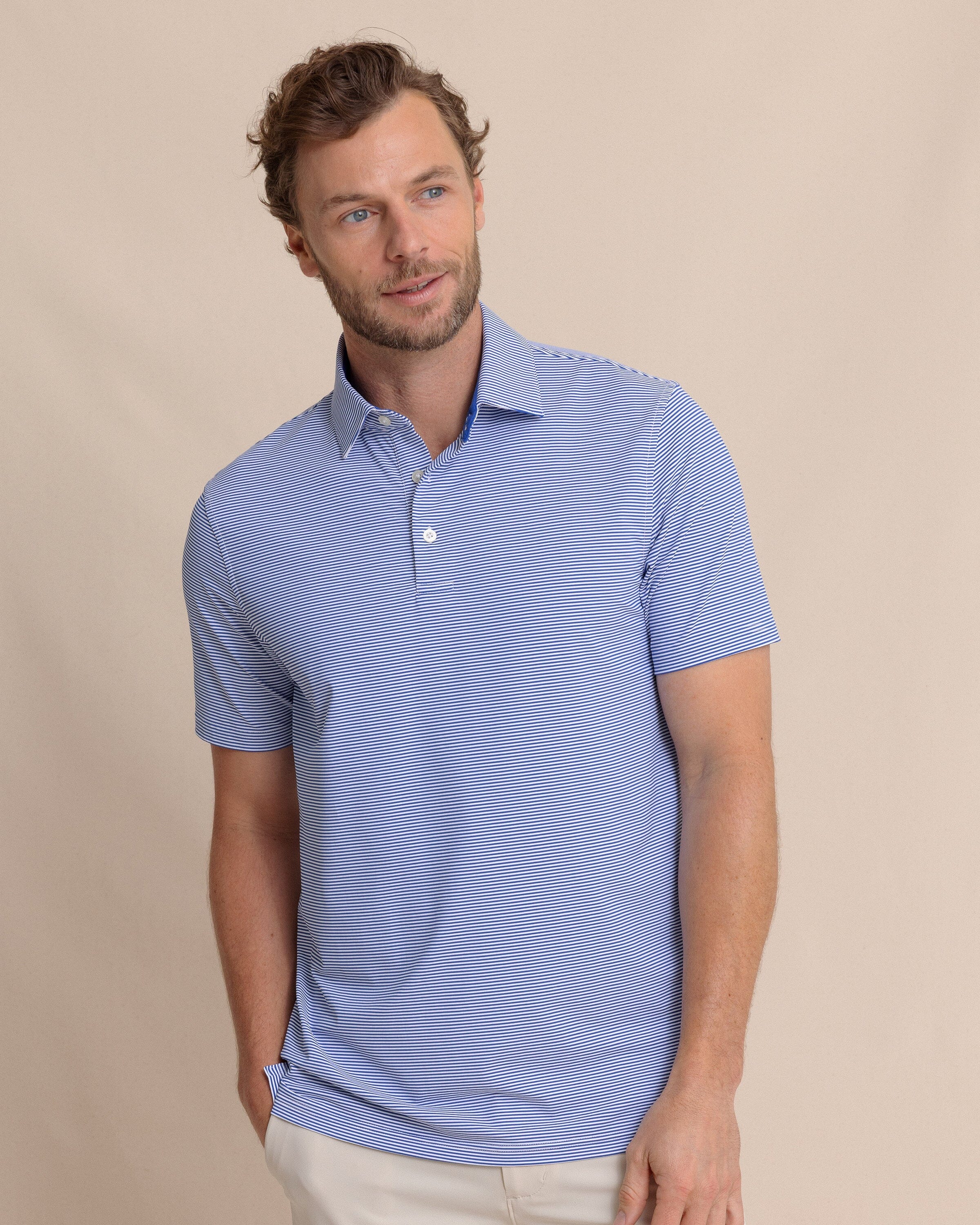 brrr°®-eeze Meadowbrook Stripe Polo - Surf Blue