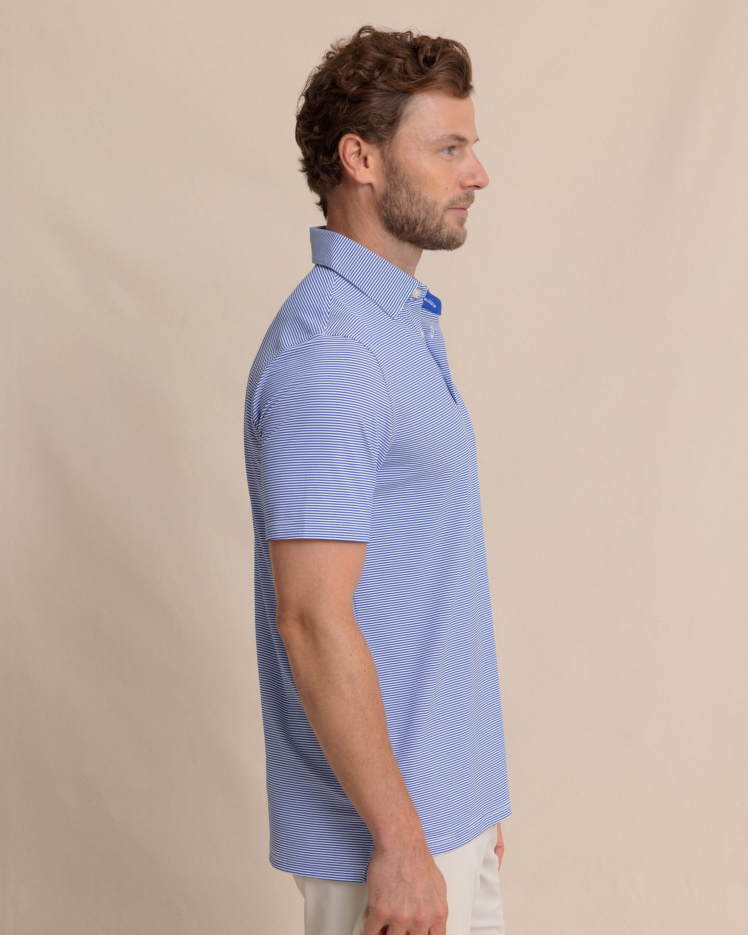 brrr°®-eeze Meadowbrook Stripe Polo - Surf Blue - Image 4