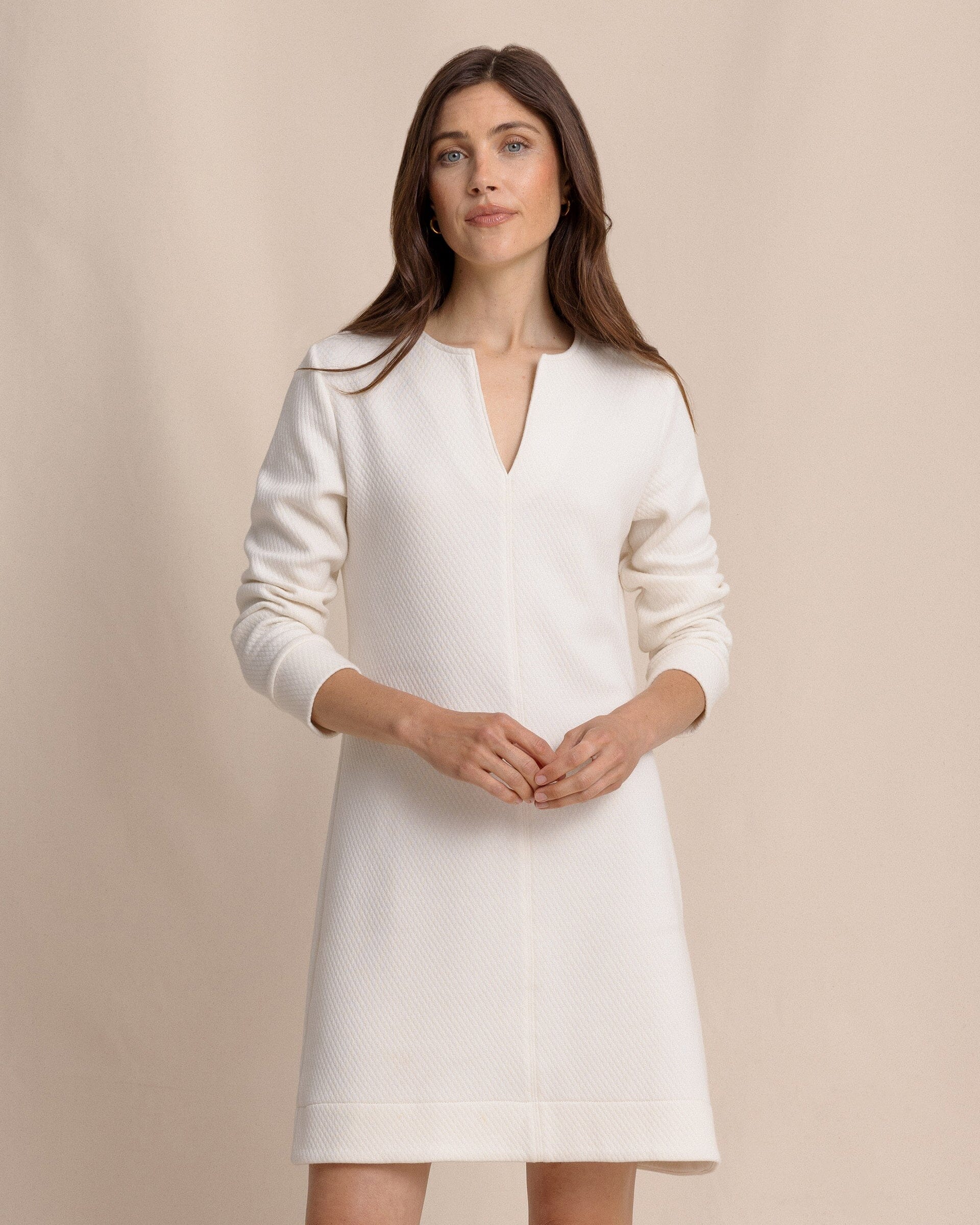 Cady Jacquard Dress - Sand White