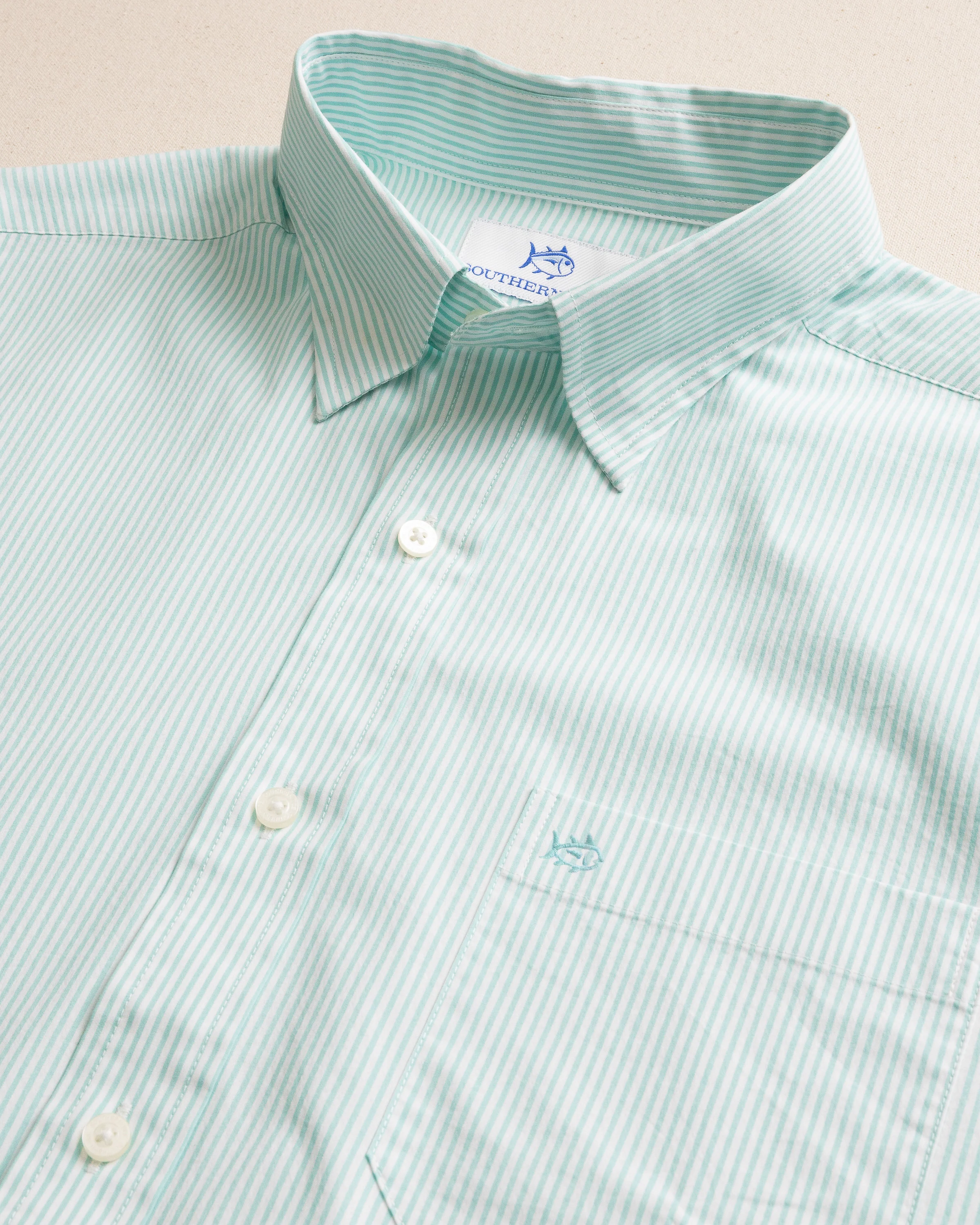 Charleston Granby Stripe Long Sleeve Sport Shirt - Mint - Image 2