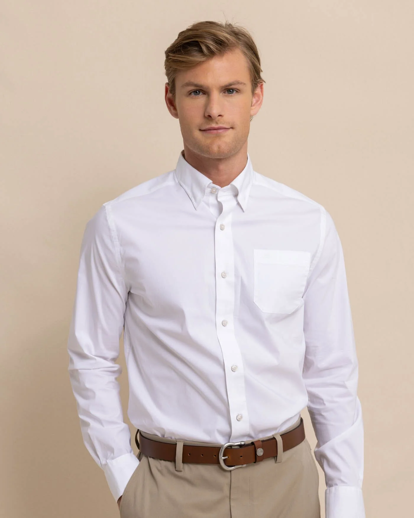 Charleston Overbrook Solid Embroidered Sport Shirt - Image 3