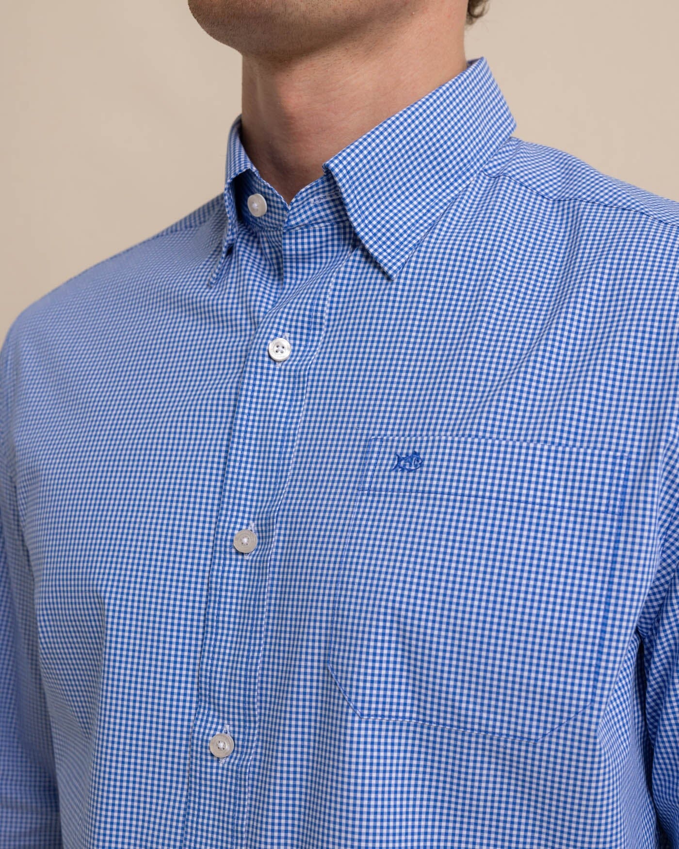 Charleston Parkwood Micro-Gingham Embroidered Sport Shirt - Image 4