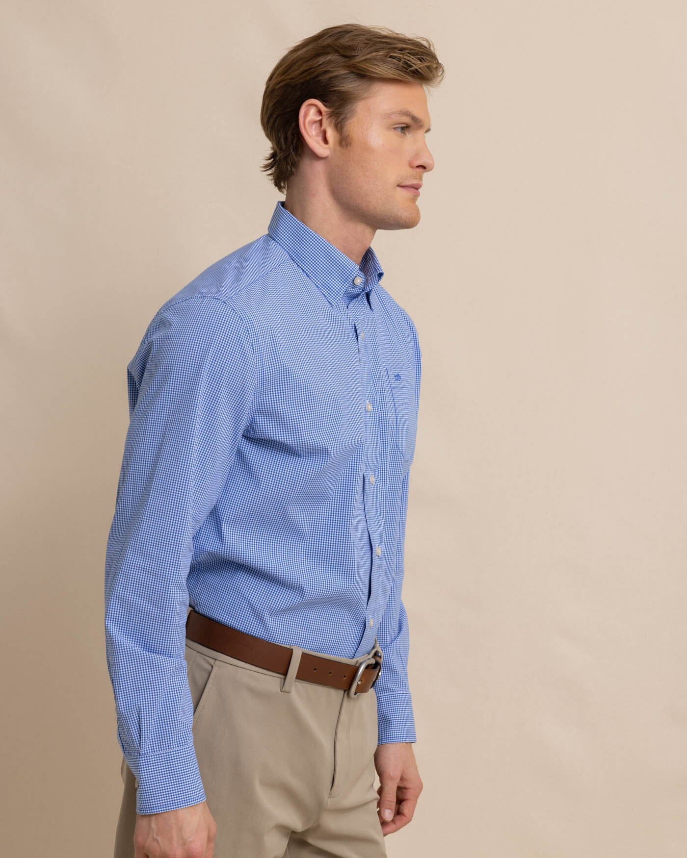 Charleston Parkwood Micro-Gingham Embroidered Sport Shirt - Image 5