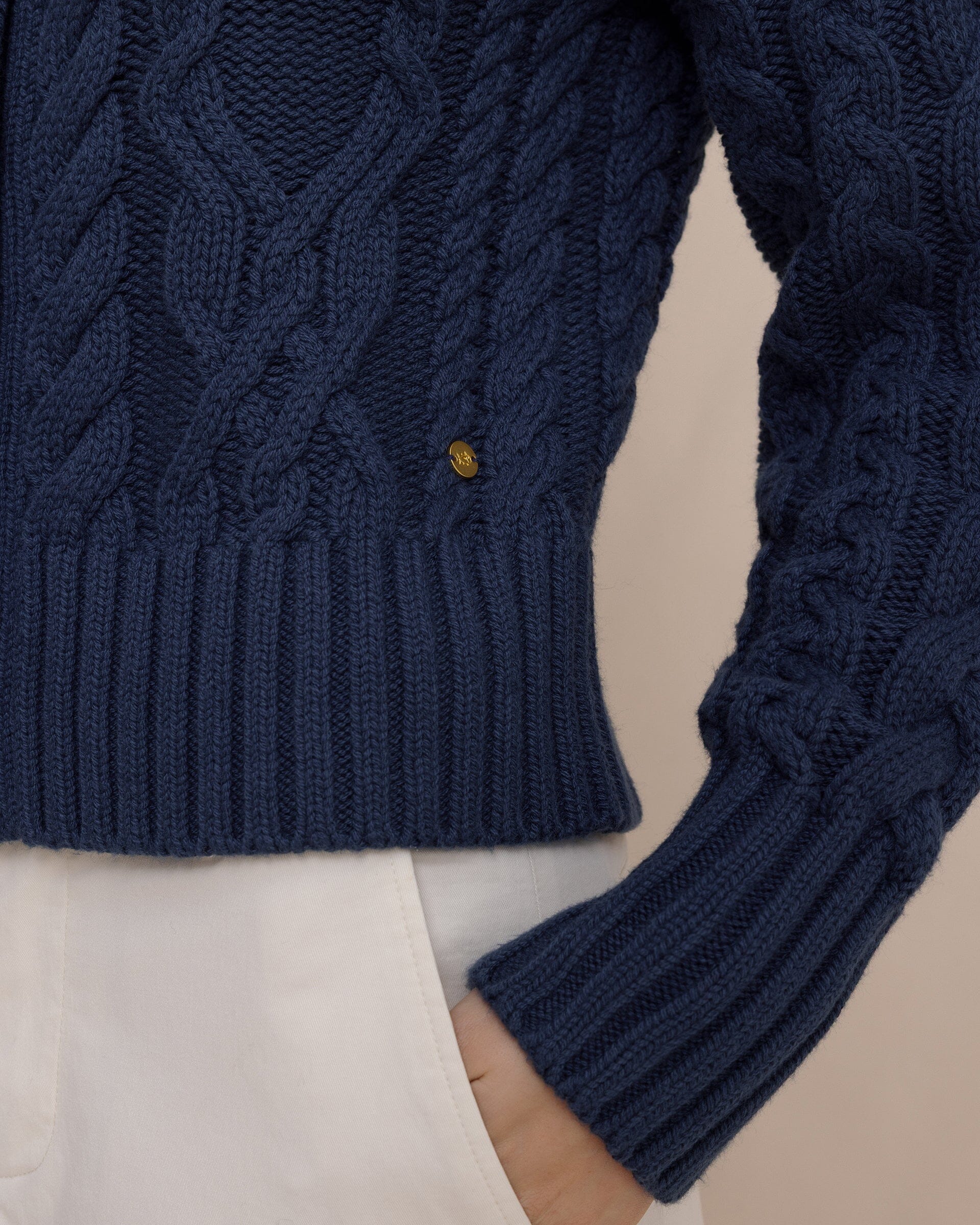 Clarke Cable Knit Cardigan - Dress Blue - Image 4