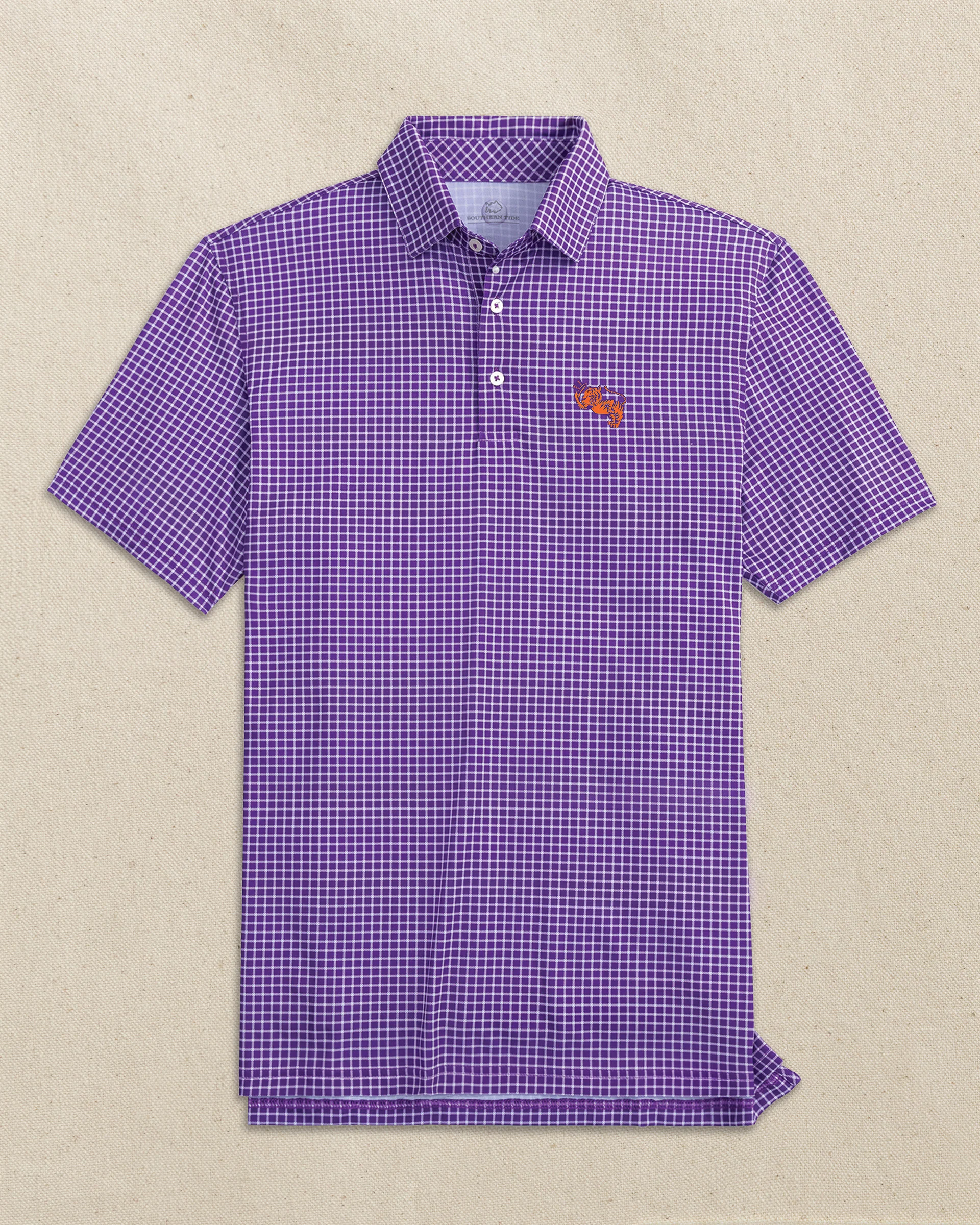 Clemson Gentleman Tiger Driver Dunes Edge Plaid Polo - Image 4