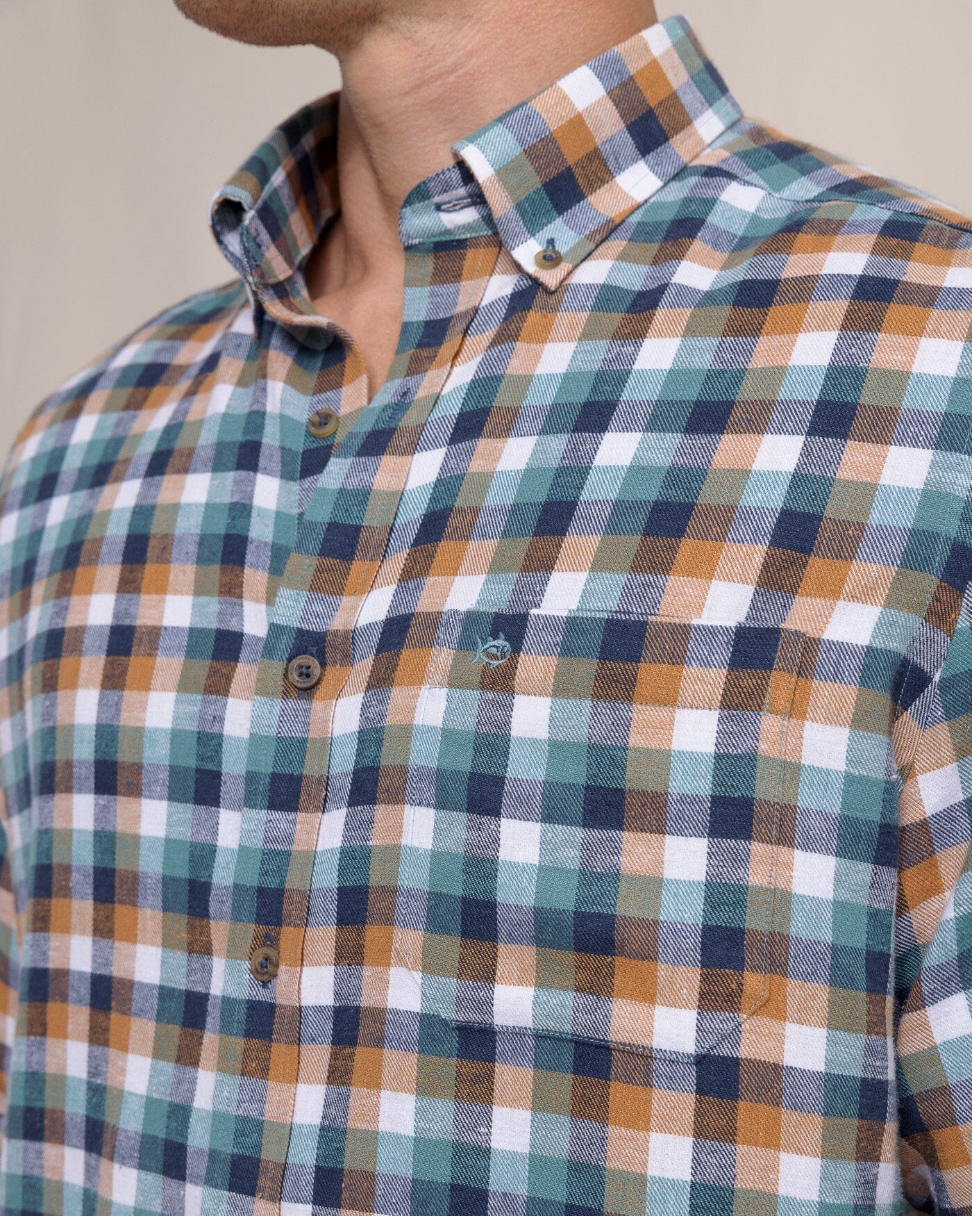 Cobblestone Plaid Beach Flannel Sport Shirt - Image 10