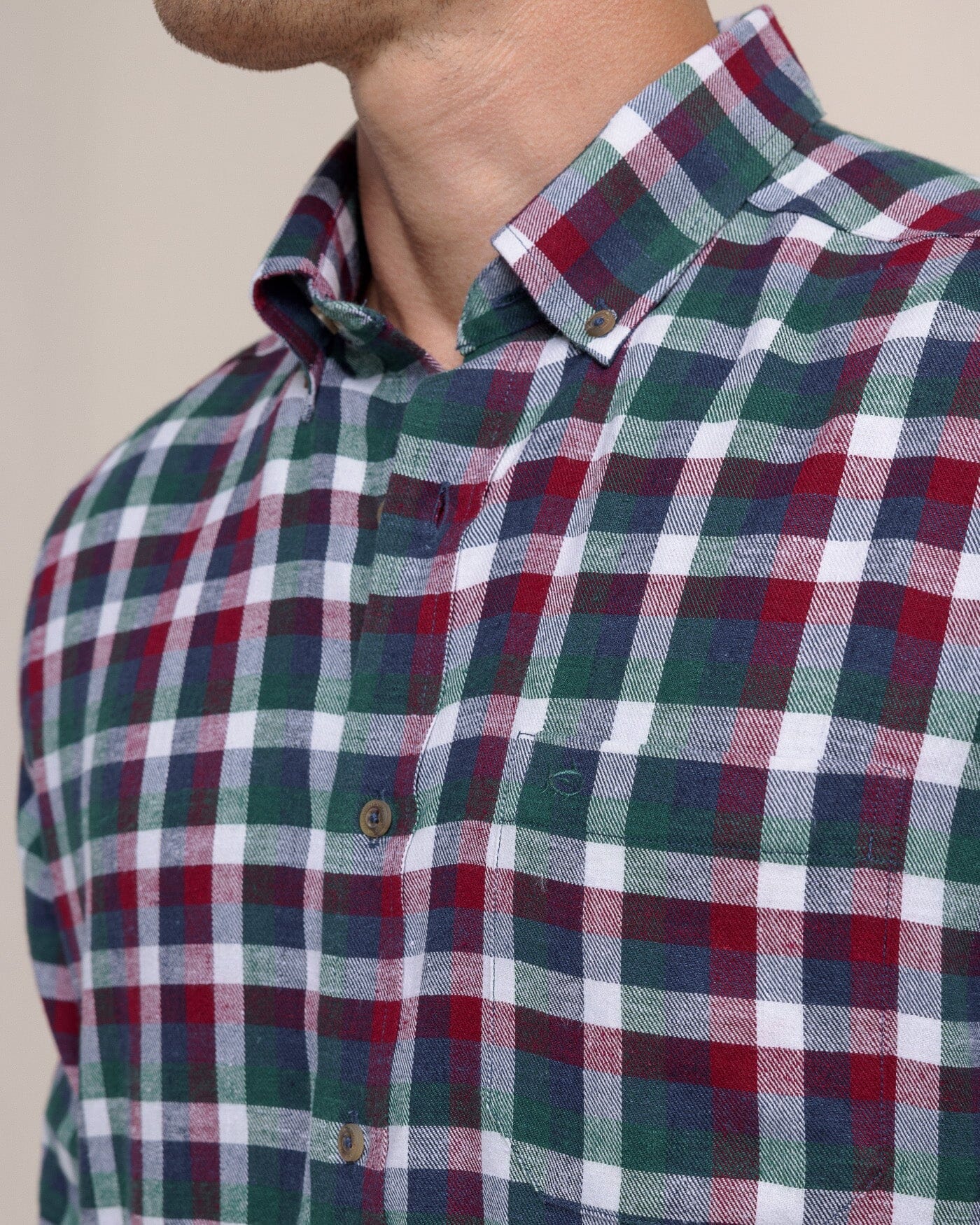 Cobblestone Plaid Beach Flannel Sport Shirt - Image 2