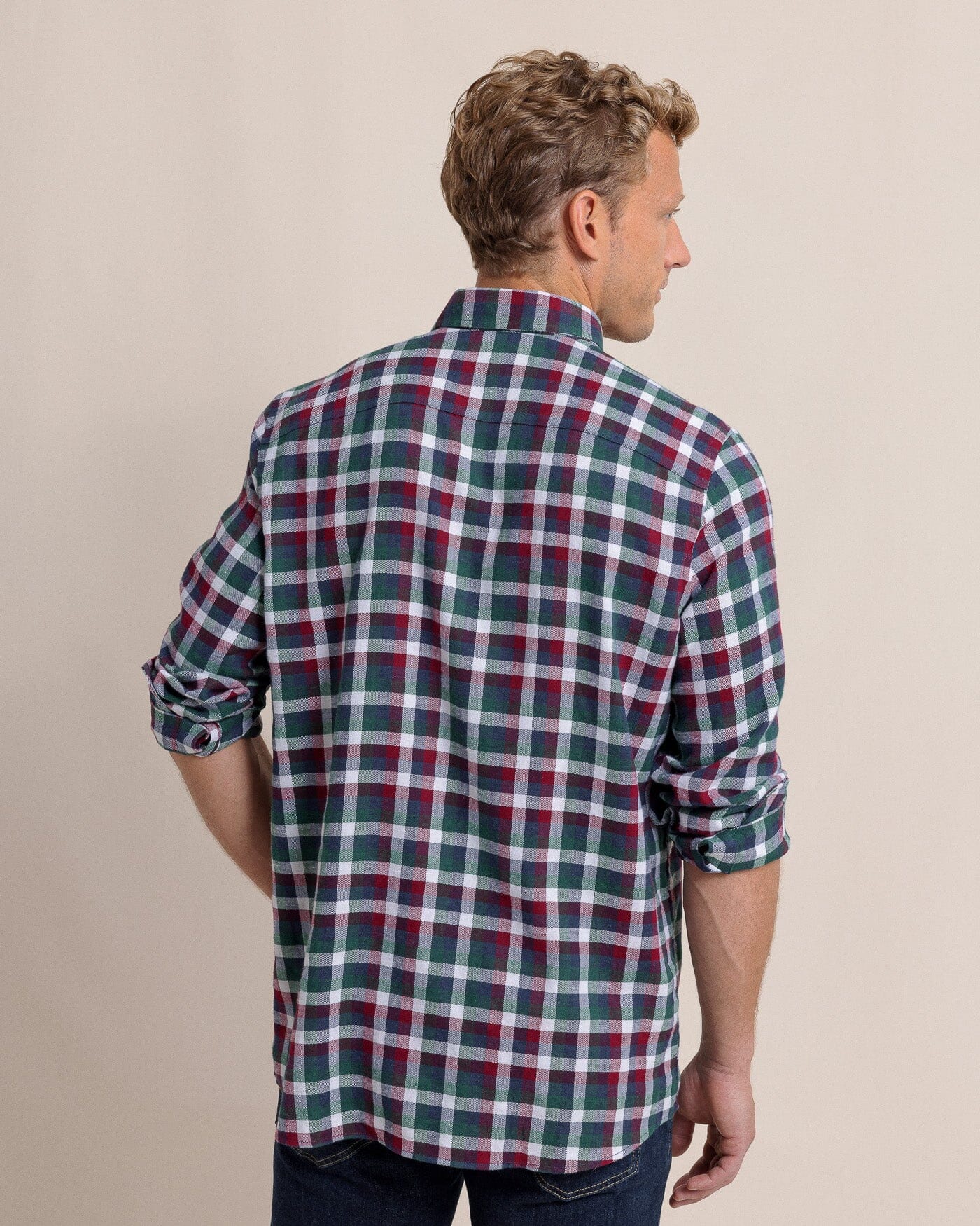 Cobblestone Plaid Beach Flannel Sport Shirt - Image 4
