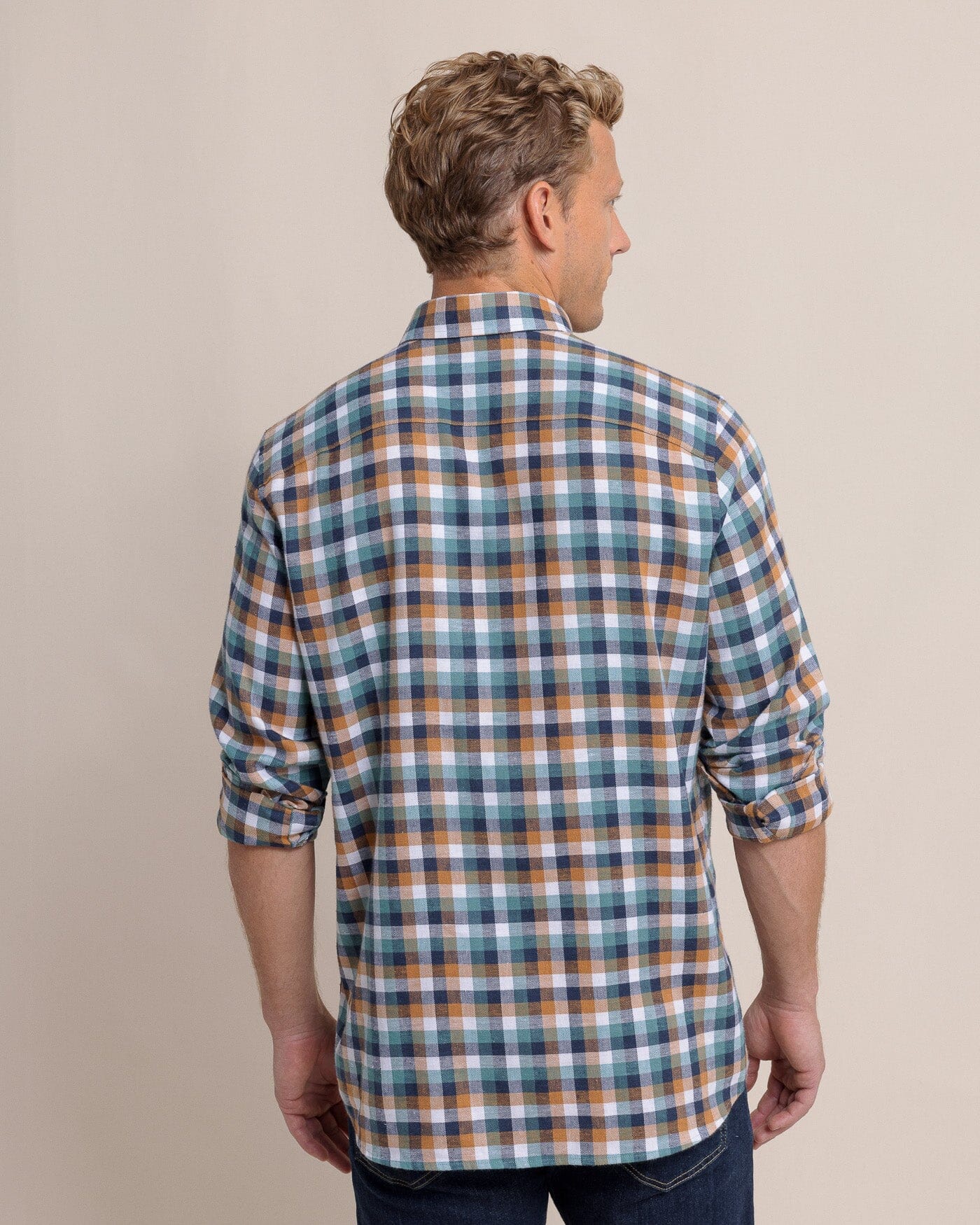 Cobblestone Plaid Beach Flannel Sport Shirt - Image 8