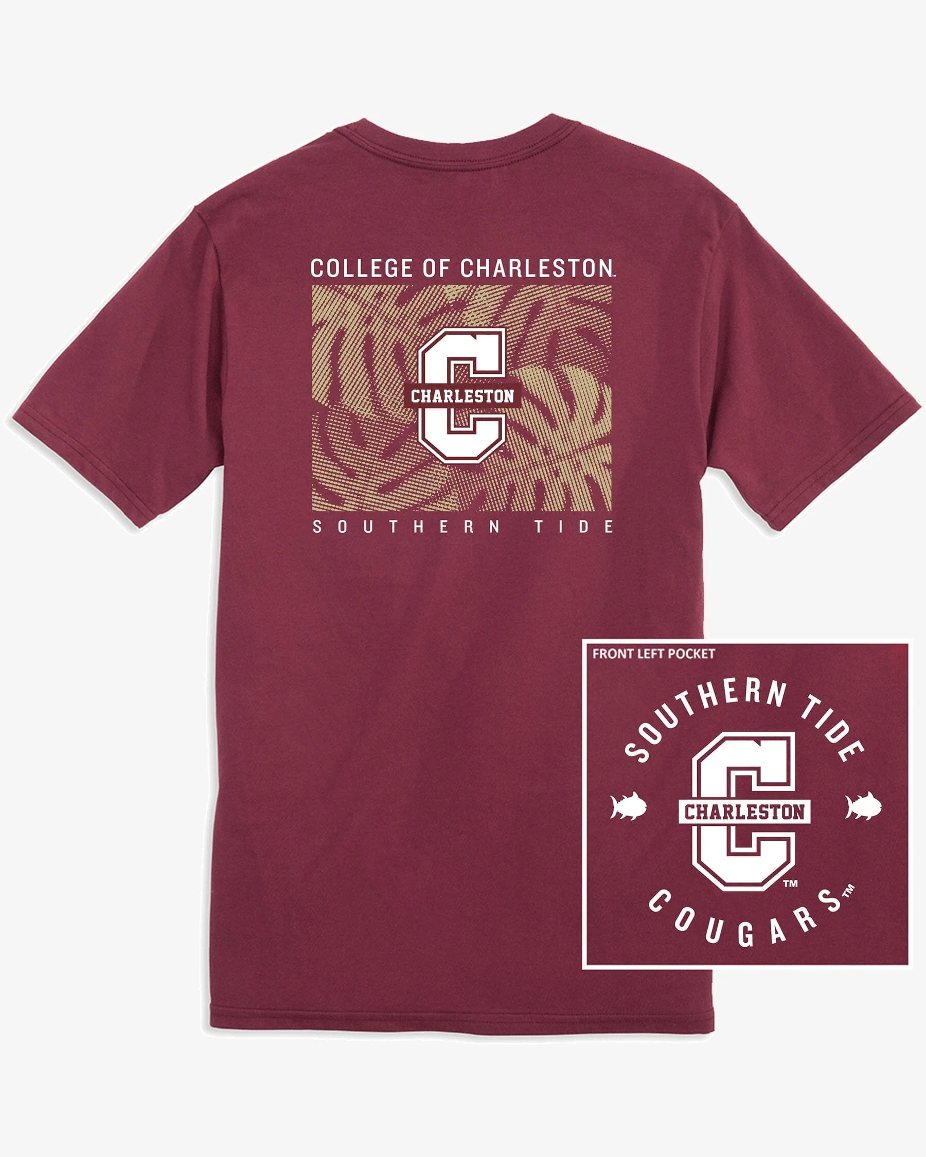 College of Charleston Halftone Monstera T-Shirt - Image 2