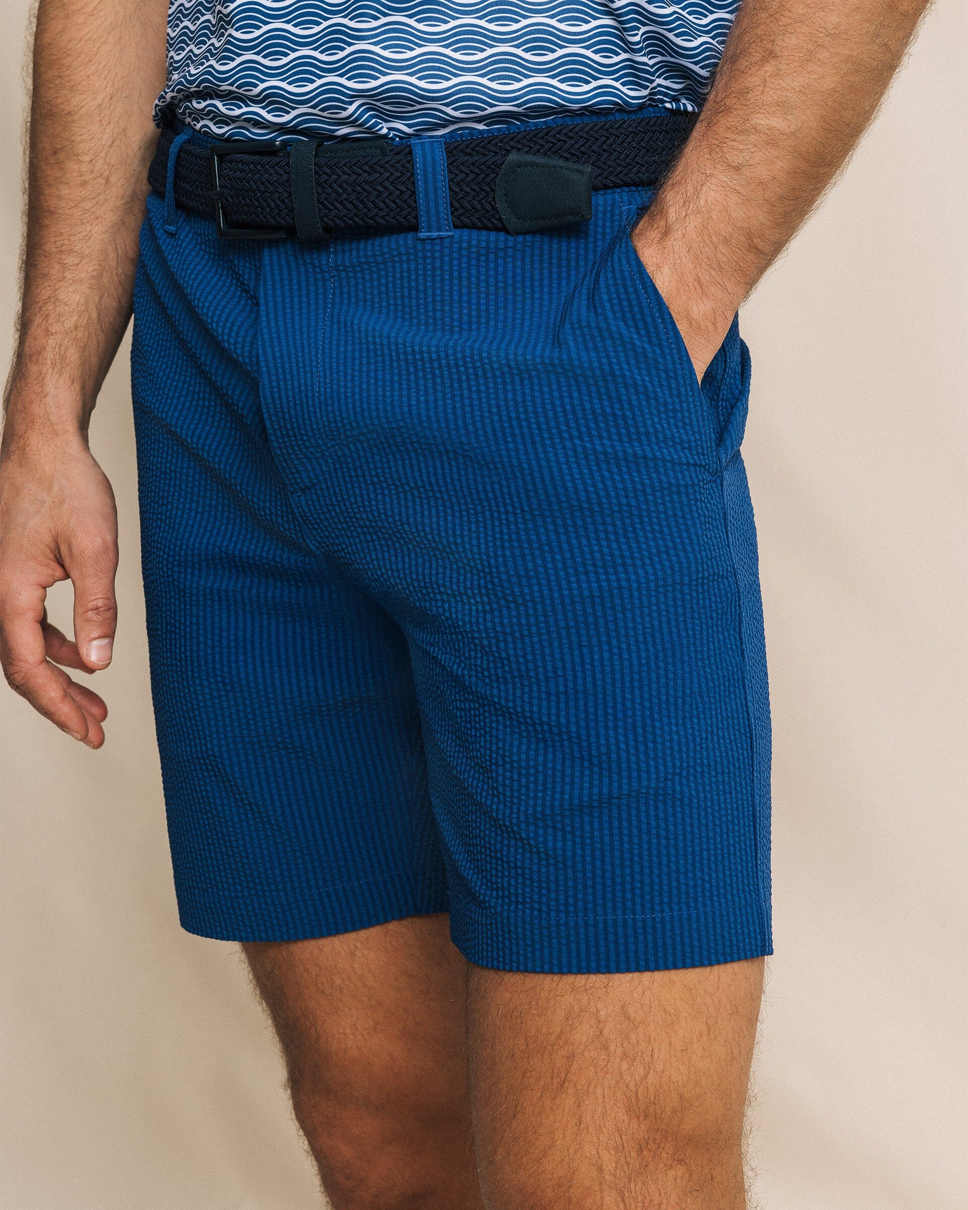 Coral Vista Seersucker 8" Coastal Breeze® Performance Short - Nautical Blue - Image 3
