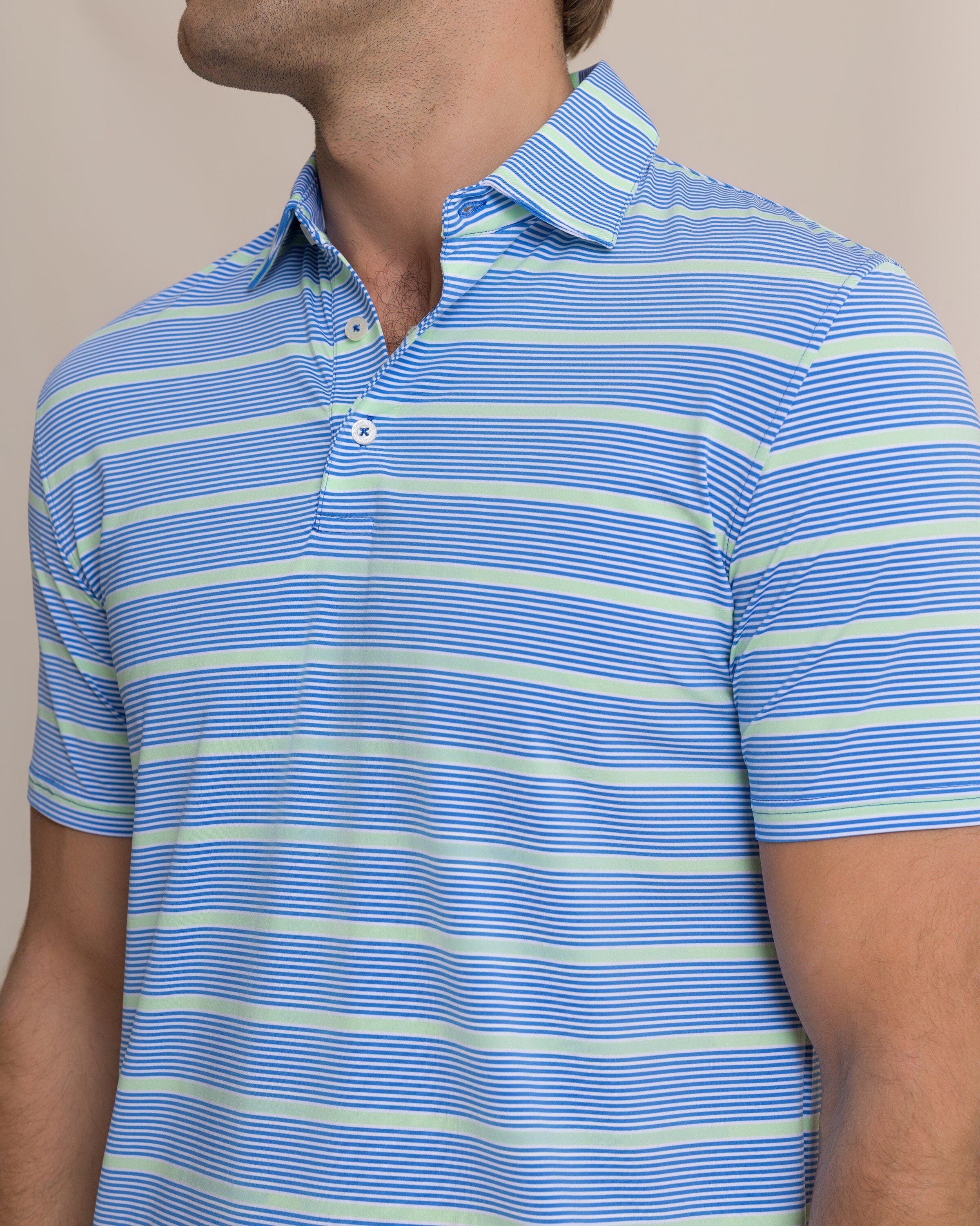 Core Sound Stripe Coastal Breeze® Performance Polo - Image 13