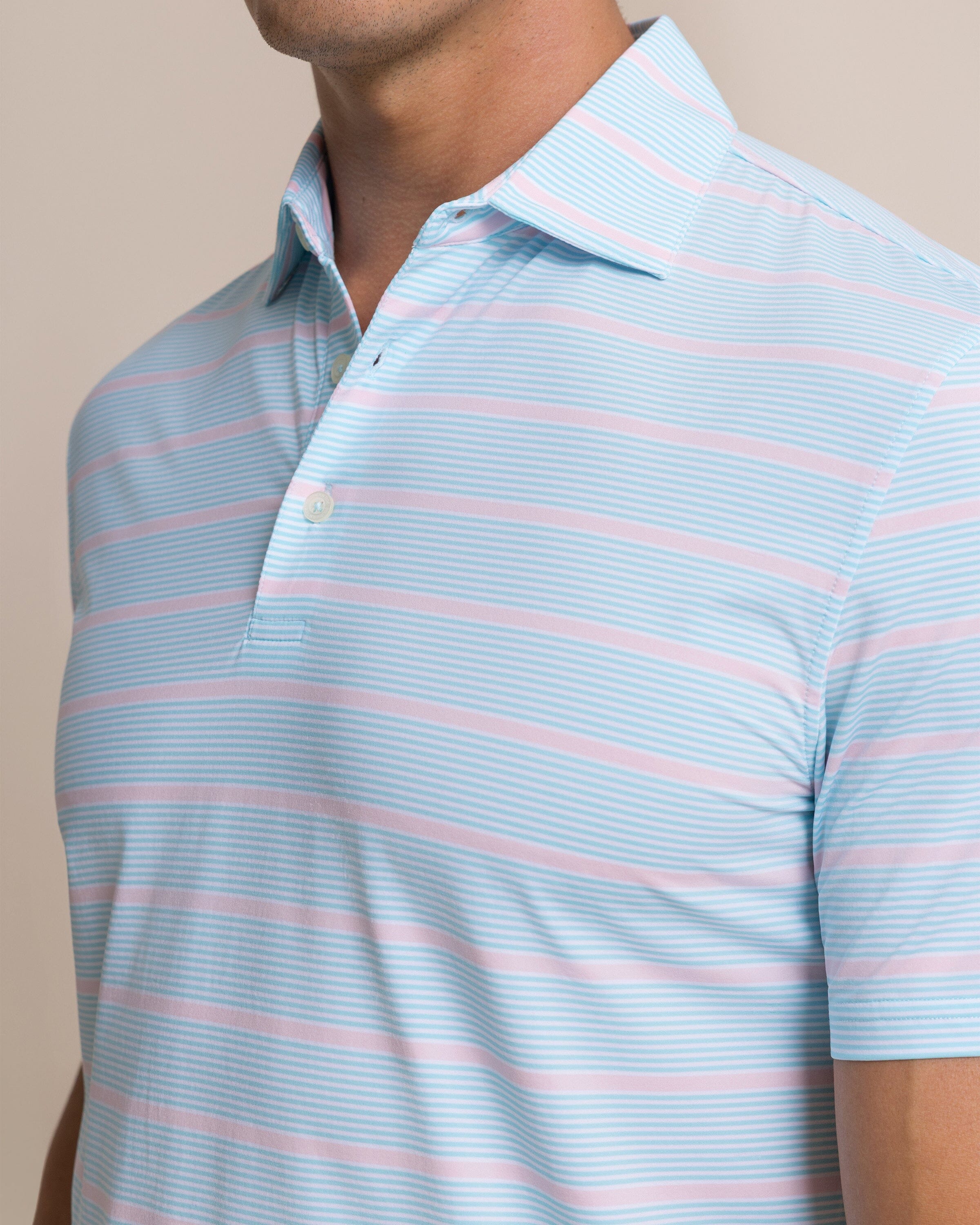 Core Sound Stripe Coastal Breeze® Performance Polo - Image 3