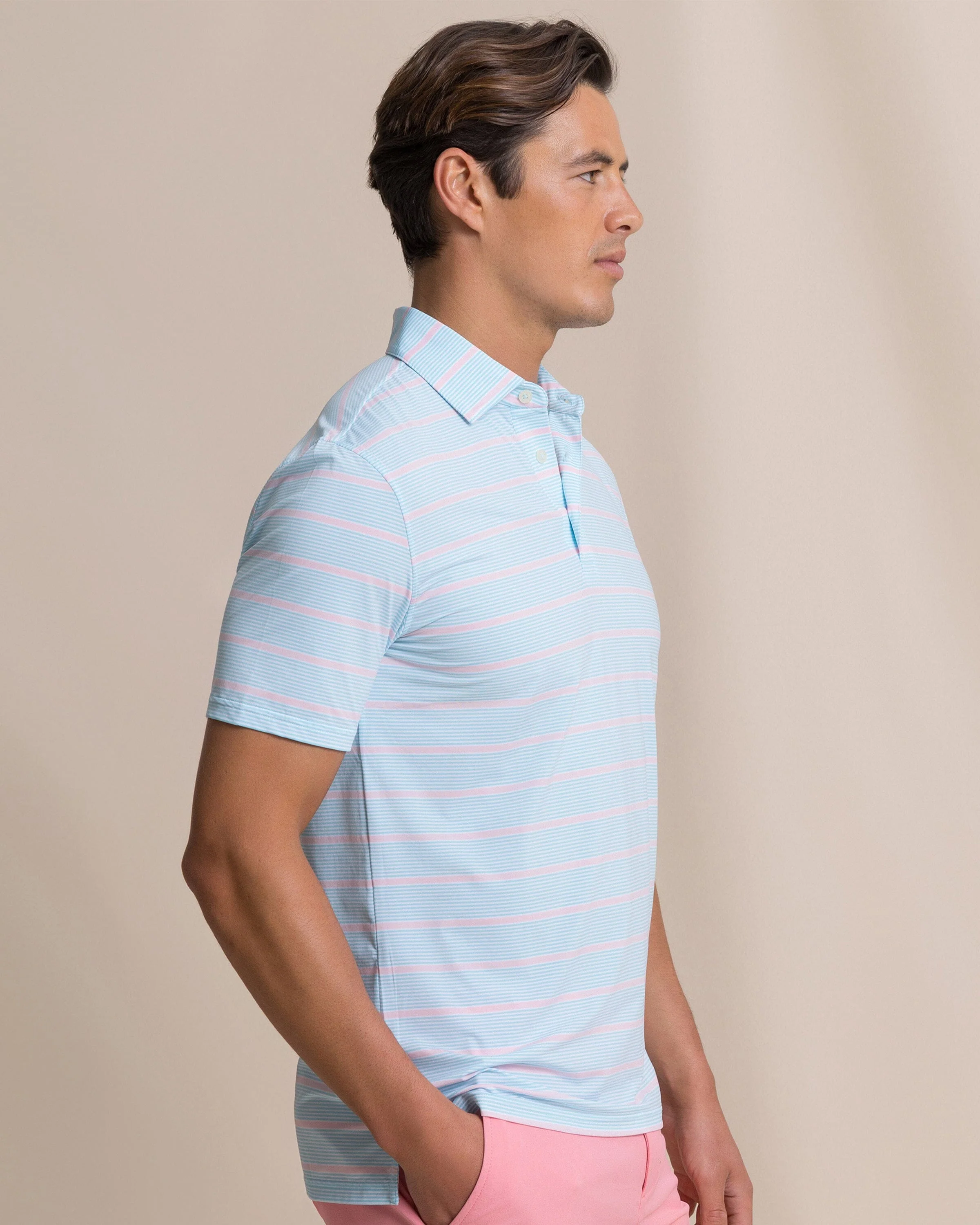 Core Sound Stripe Coastal Breeze® Performance Polo - Image 4
