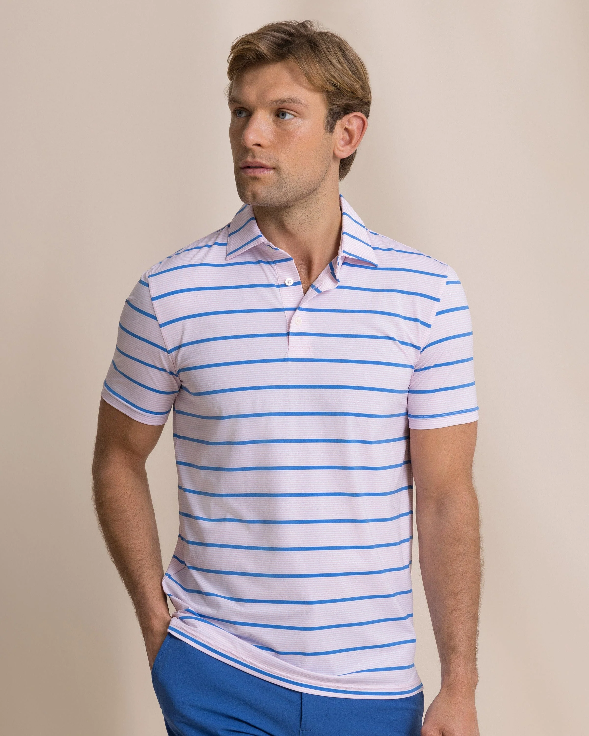 Core Sound Stripe Coastal Breeze® Performance Polo - Image 7