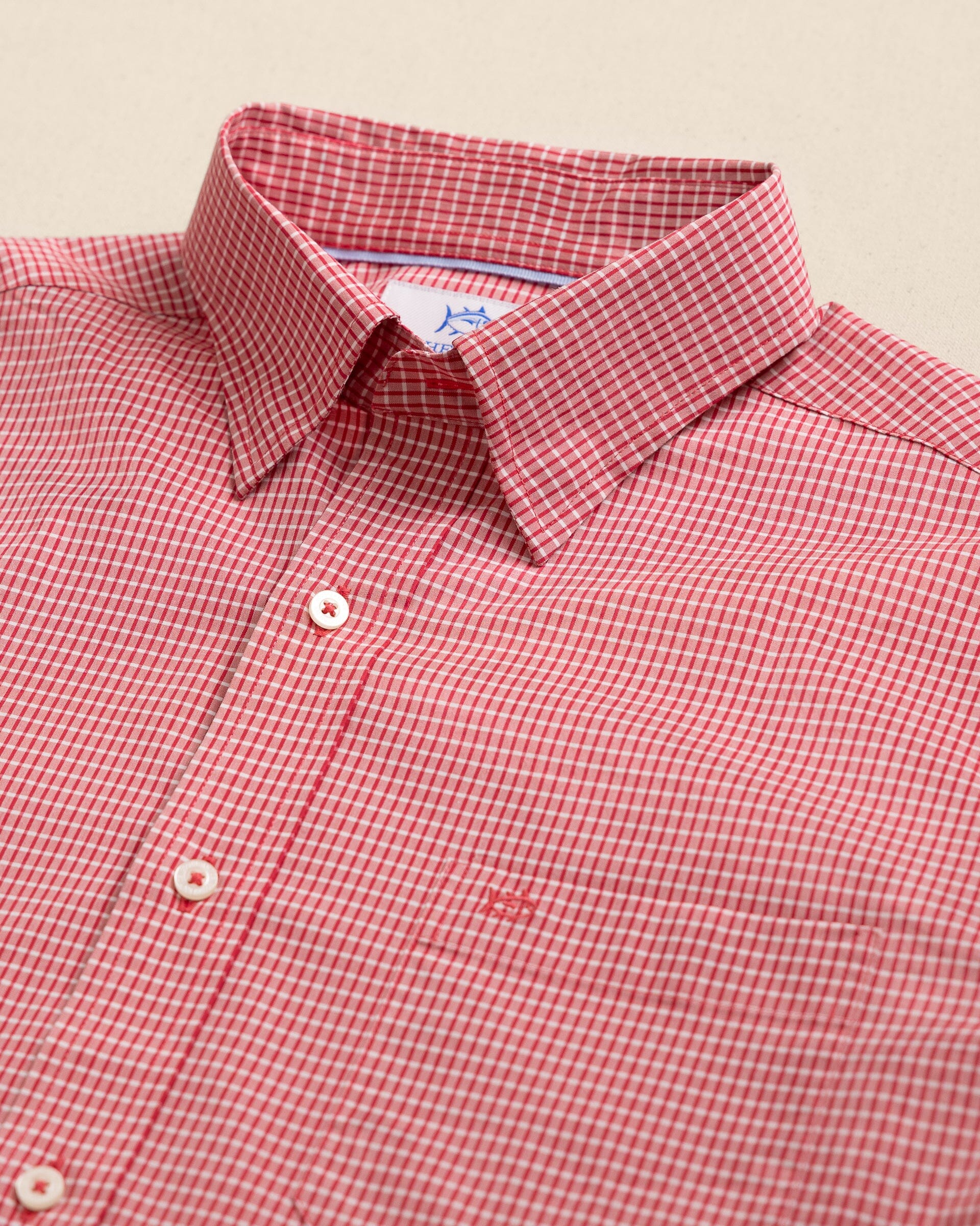 Crofton Plaid Charleston Sport Shirt - Grenadine Red - Image 4