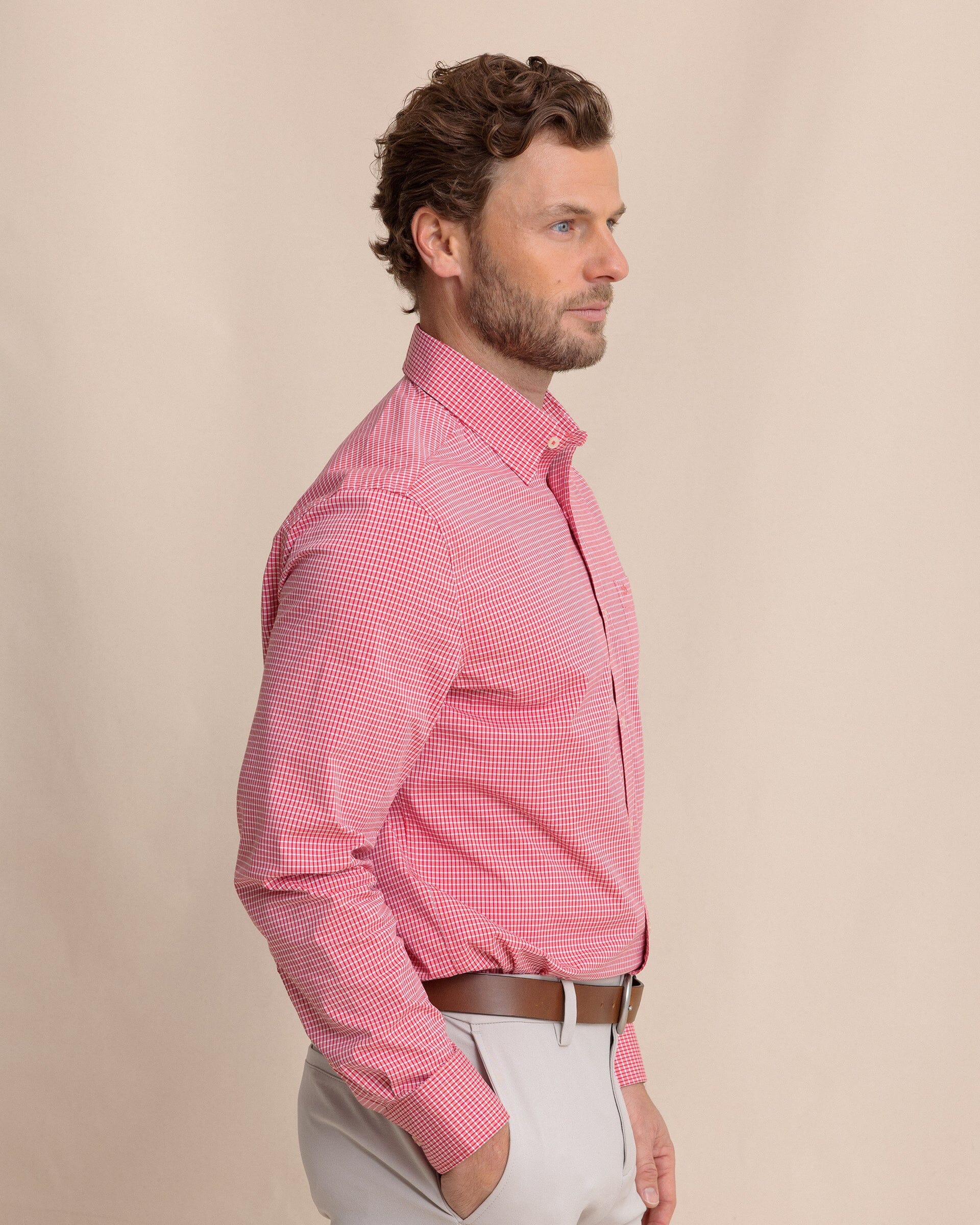 Crofton Plaid Charleston Sport Shirt - Grenadine Red - Image 6