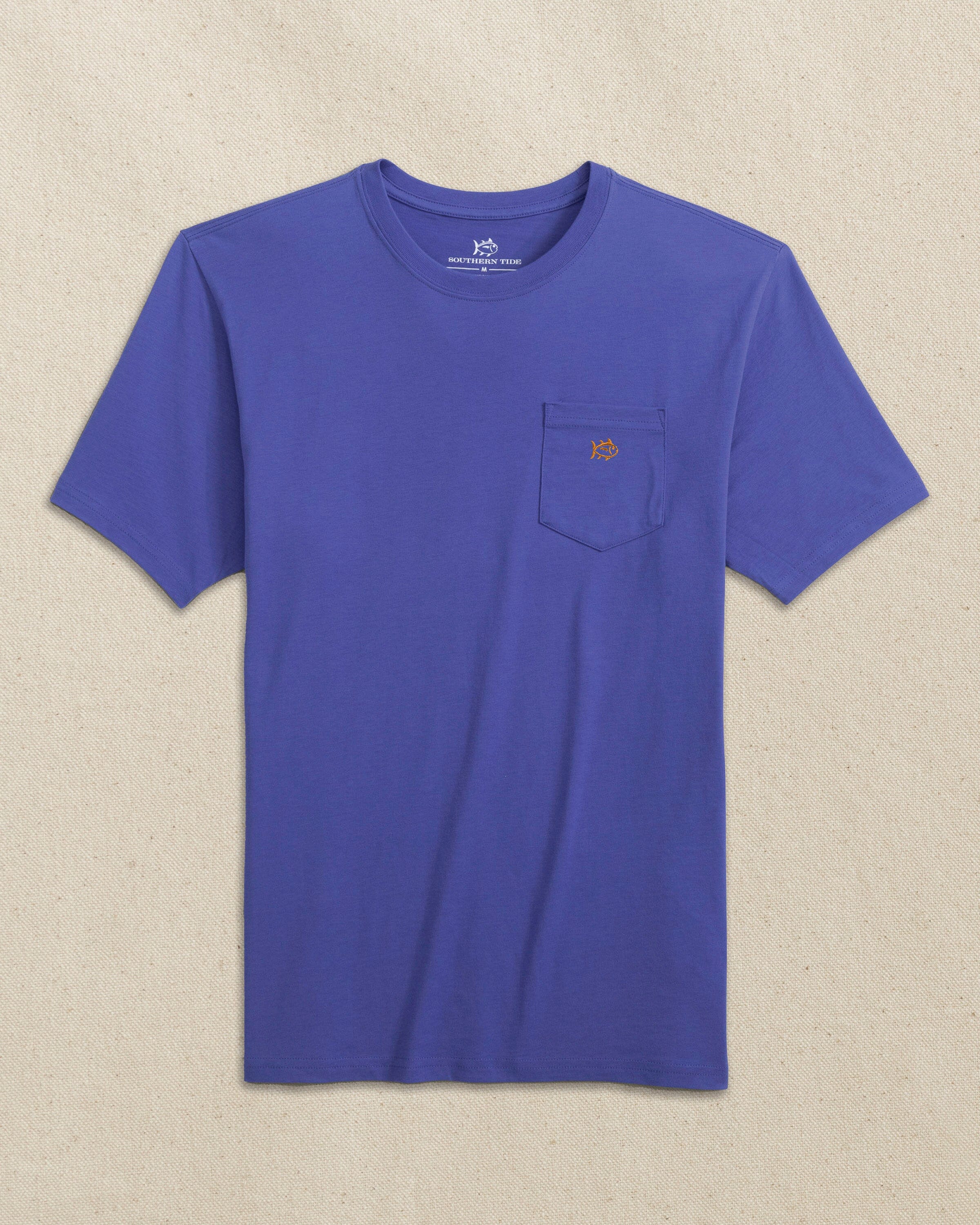 Embroidered Skipjack Short Sleeve T-Shirt - Blue and Orange