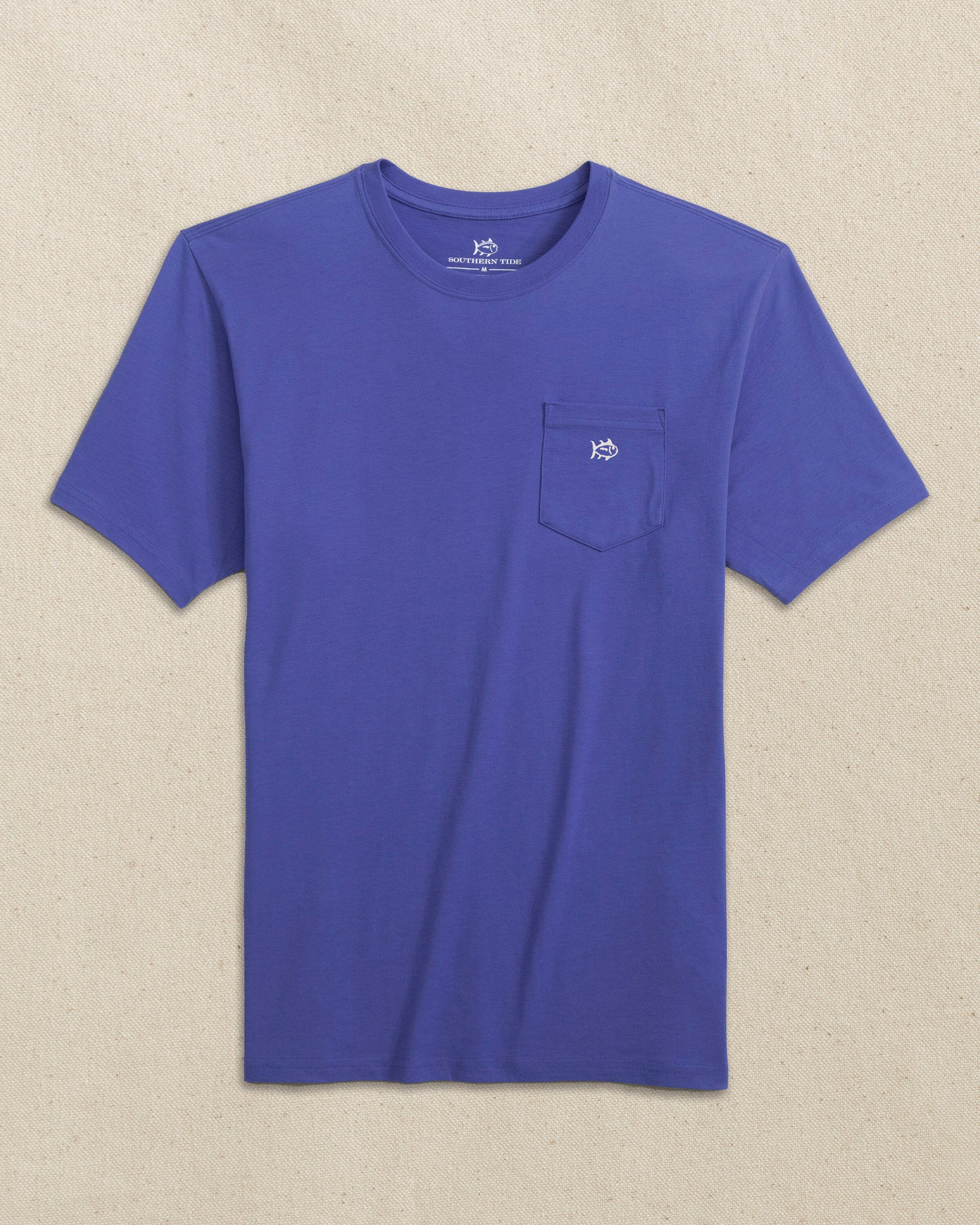Embroidered Skipjack Short Sleeve T-Shirt - Blue and White
