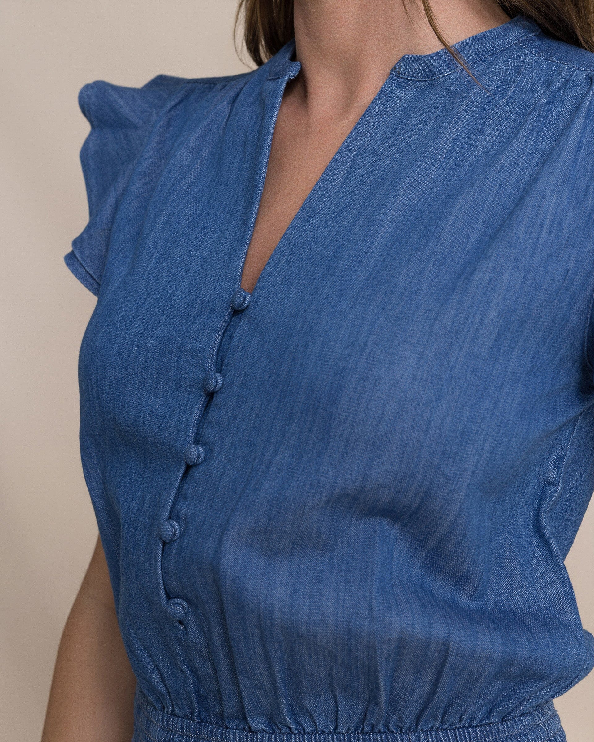 Evalyn Flutter Sleeve Smocked Romper - Image 4