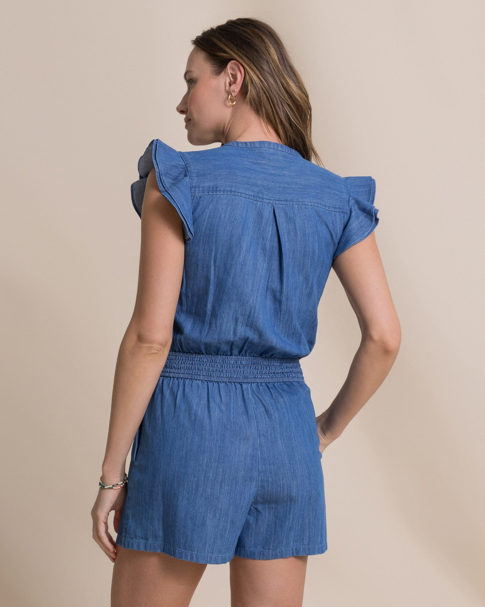 Evalyn Flutter Sleeve Smocked Romper - Image 7