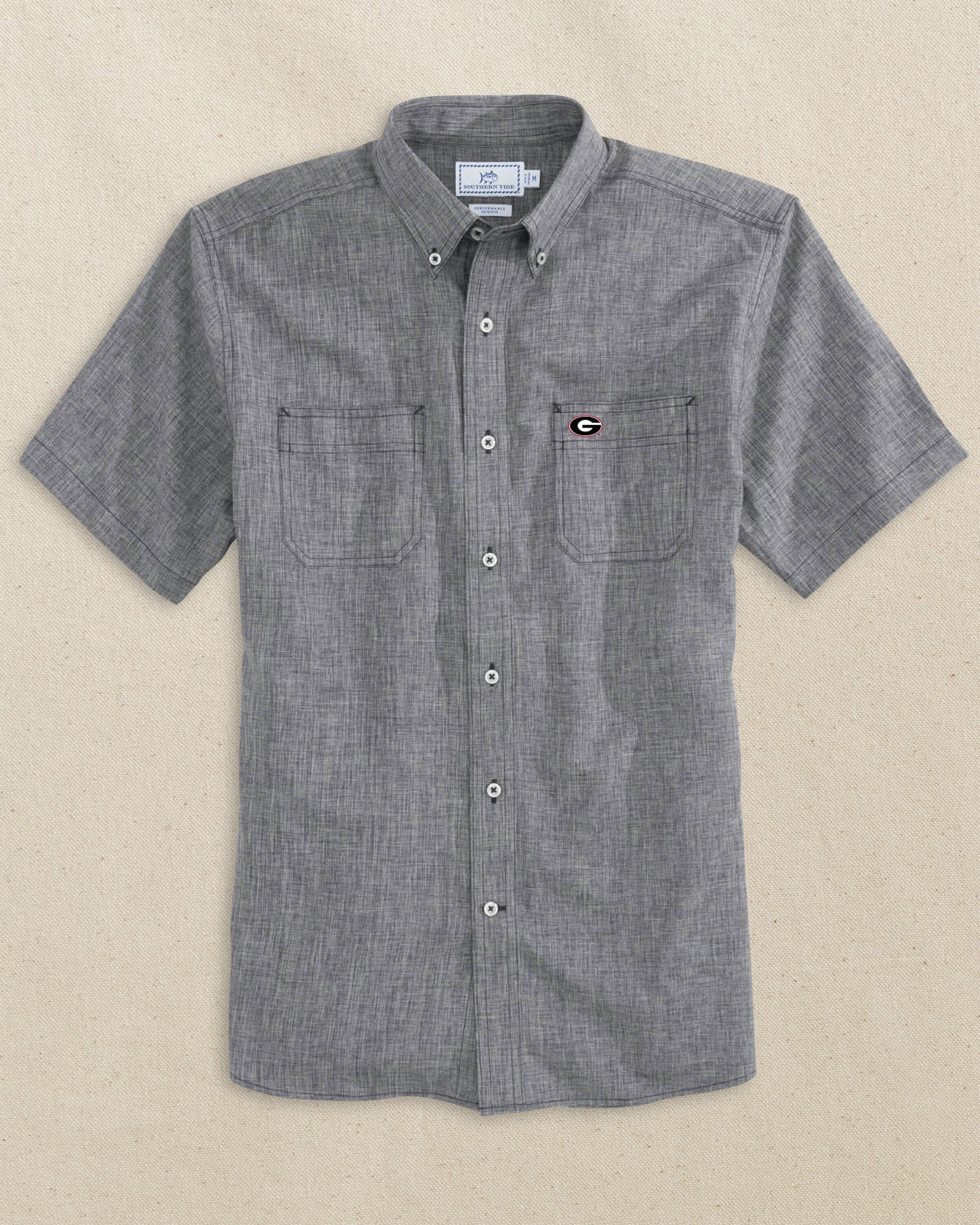 Georgia Bulldogs Oval G Short Sleeve Button Down Dock Shirt - Image 2