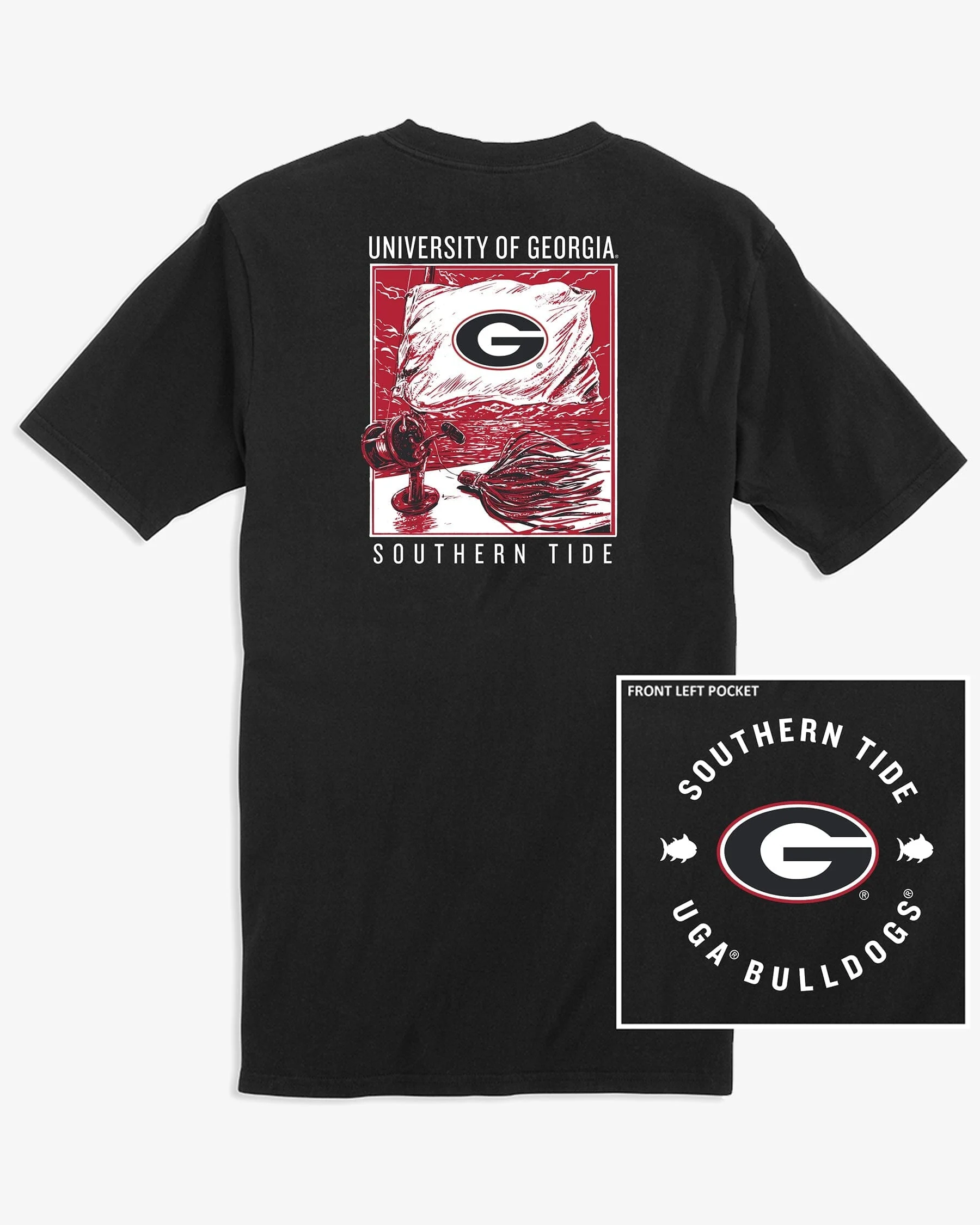 Georgia Bulldogs Oval G Fishing Flag T-Shirt - Image 2