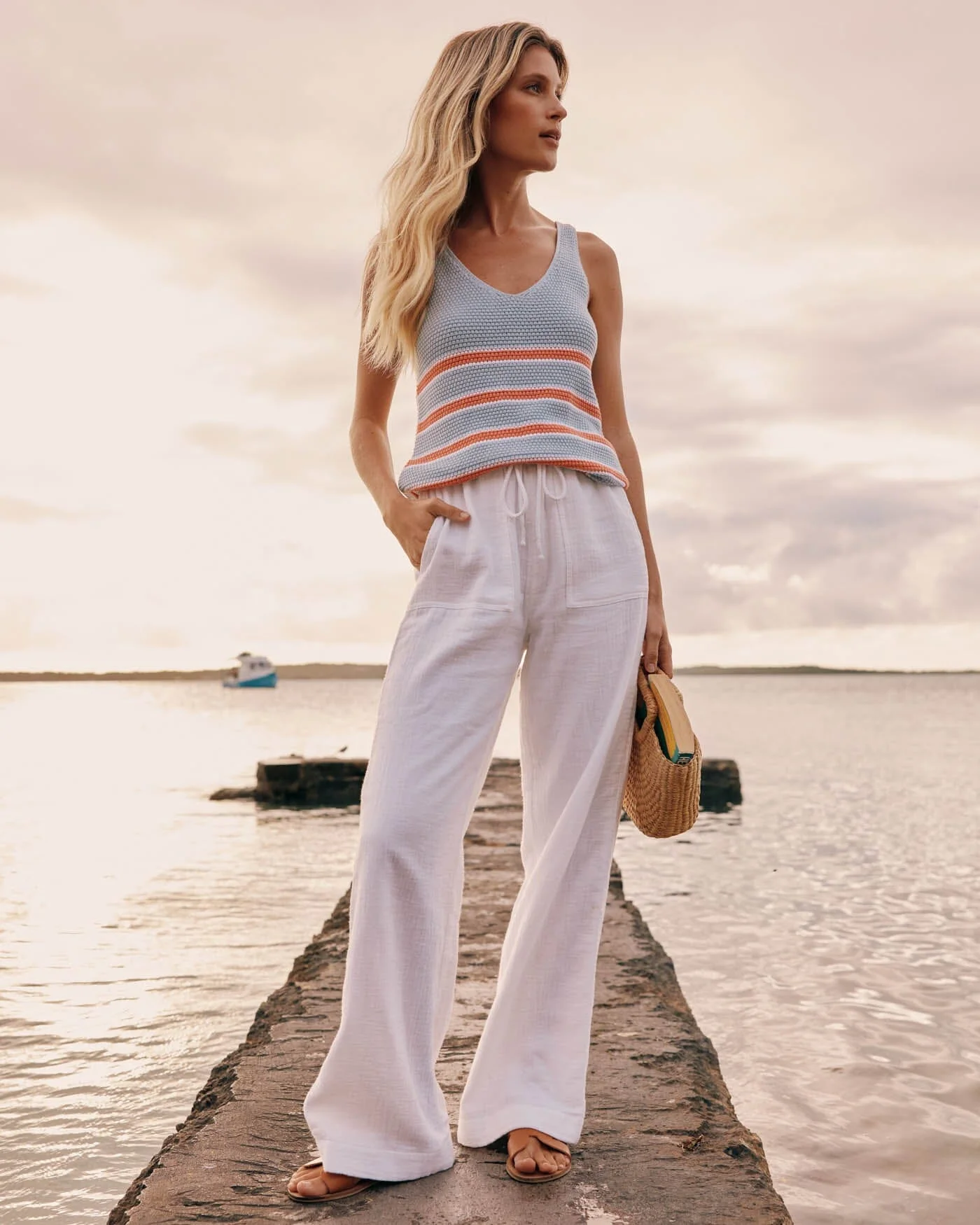 Laken Wide Leg Pant - Classic White - Image 6
