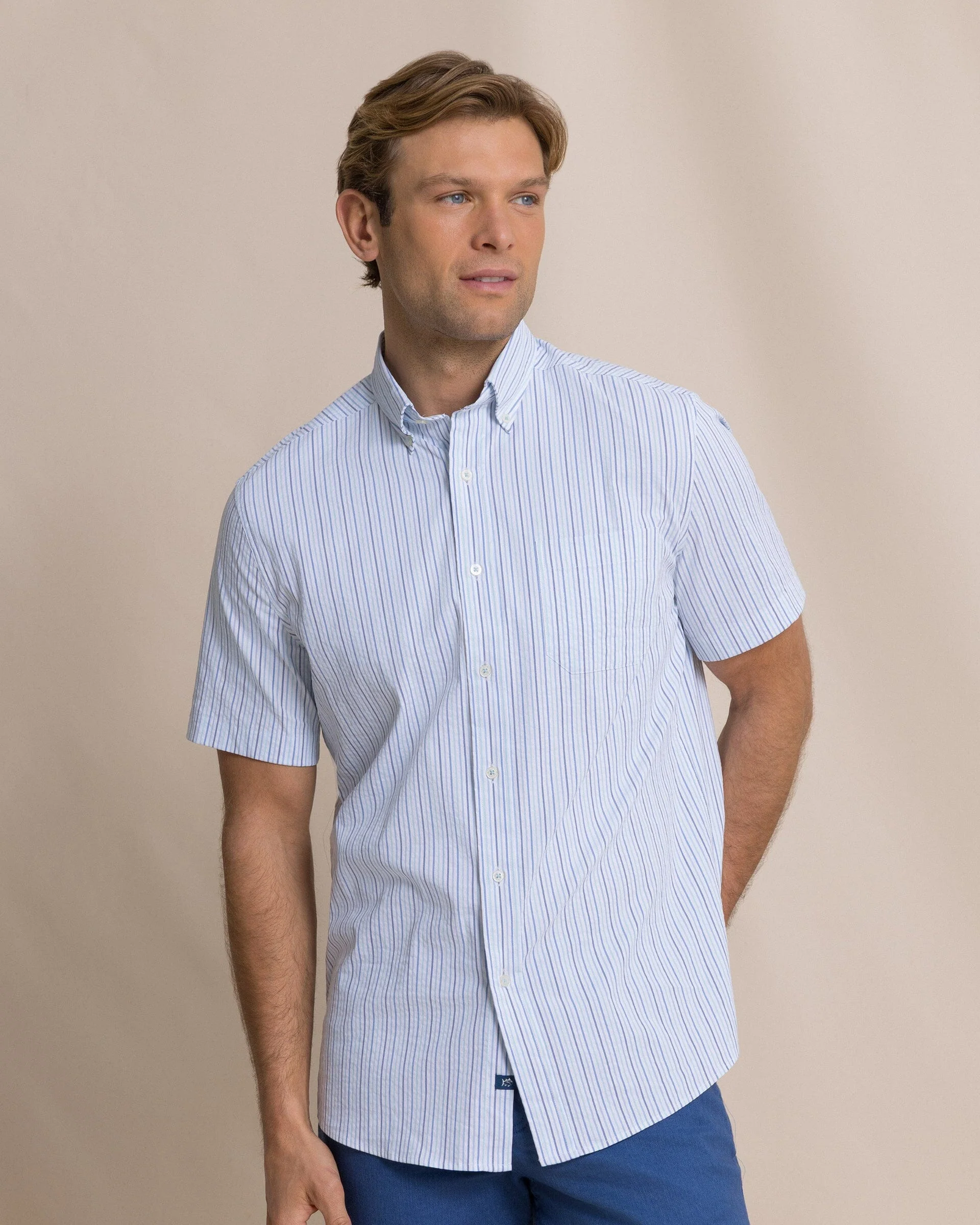 Marina Seersucker Coastal Breeze® Short Sleeve Sport Shirt - Image 5