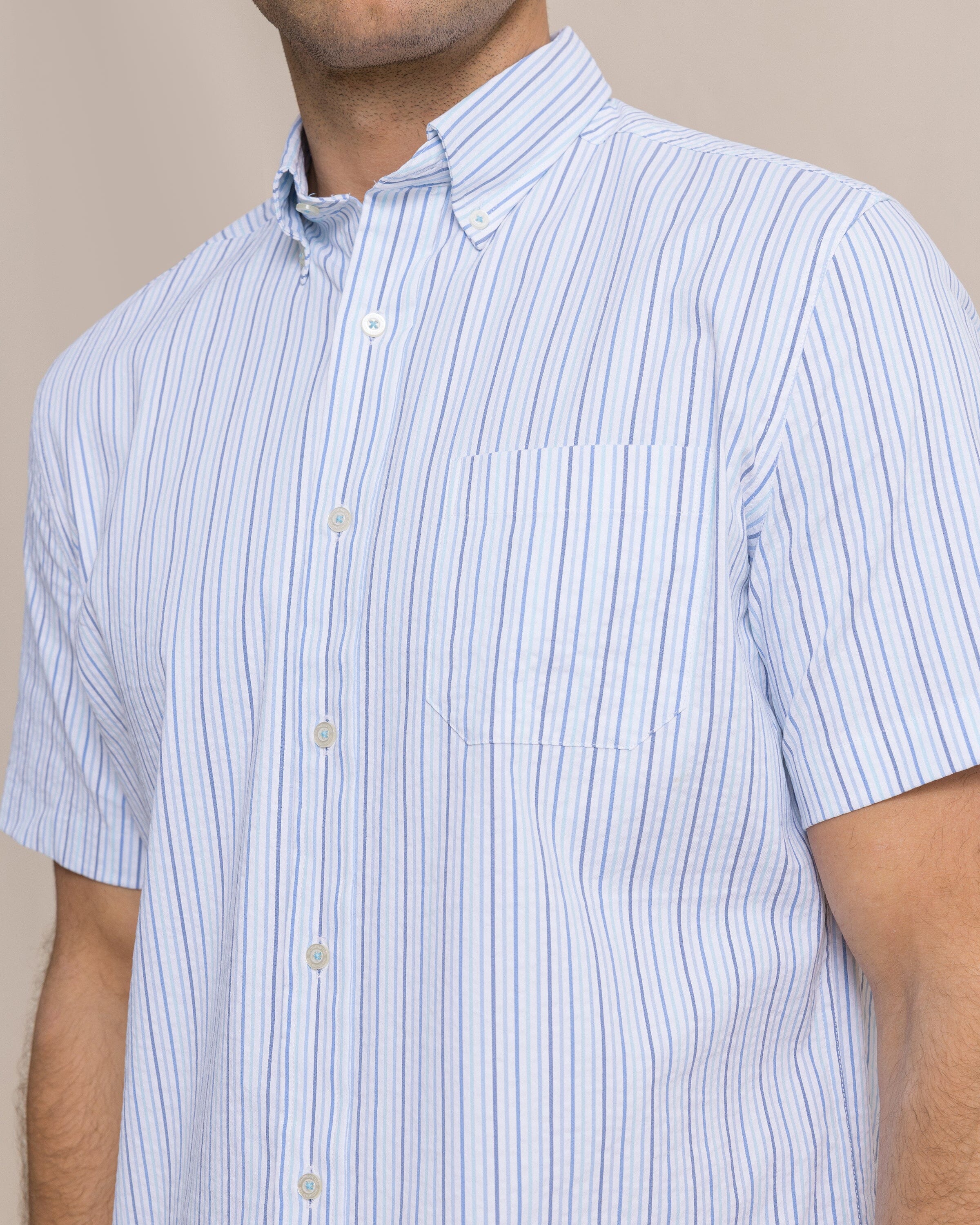 Marina Seersucker Coastal Breeze® Short Sleeve Sport Shirt - Image 6