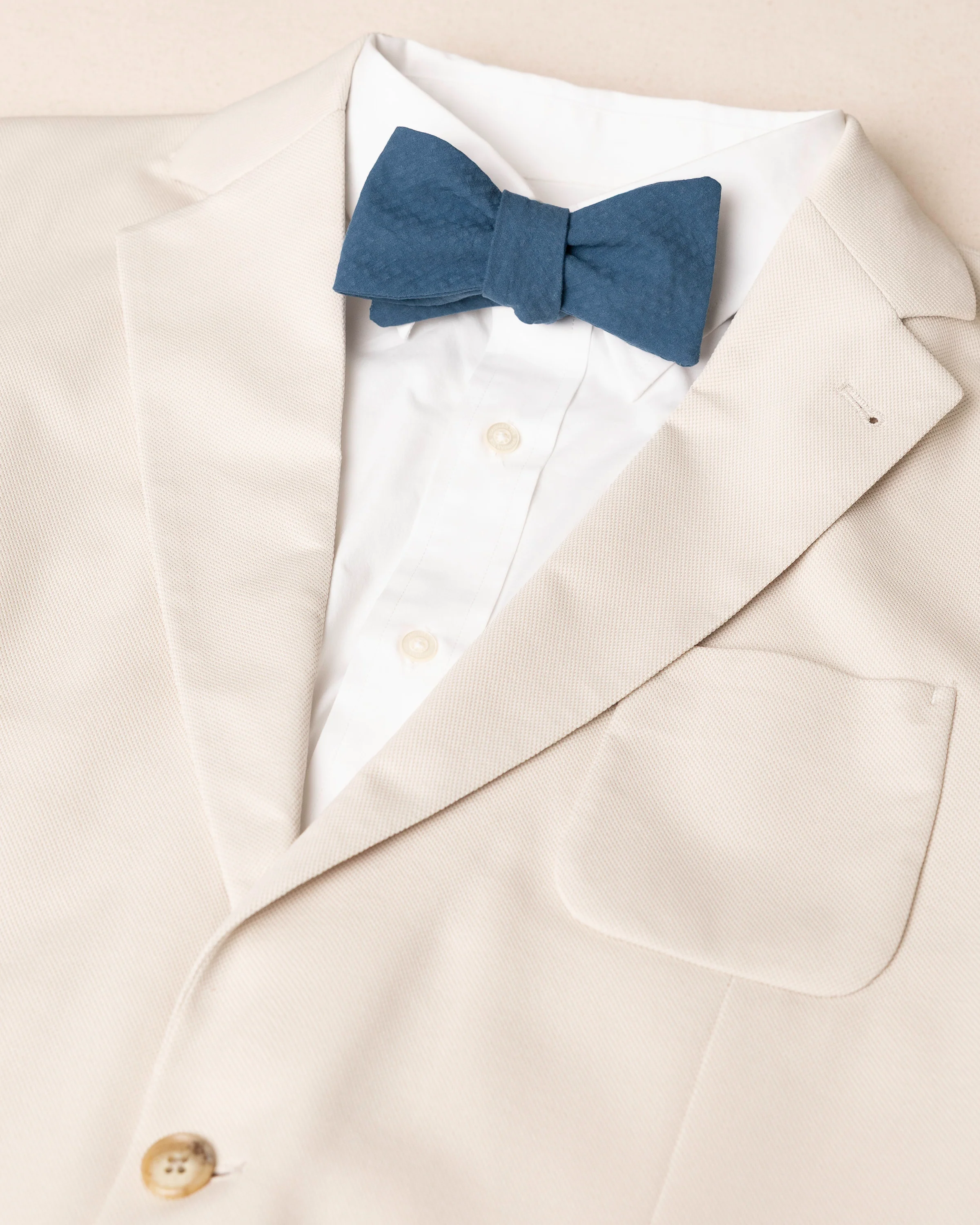 High Cotton Nautical Blue Seersucker Bow Tie - Image 2