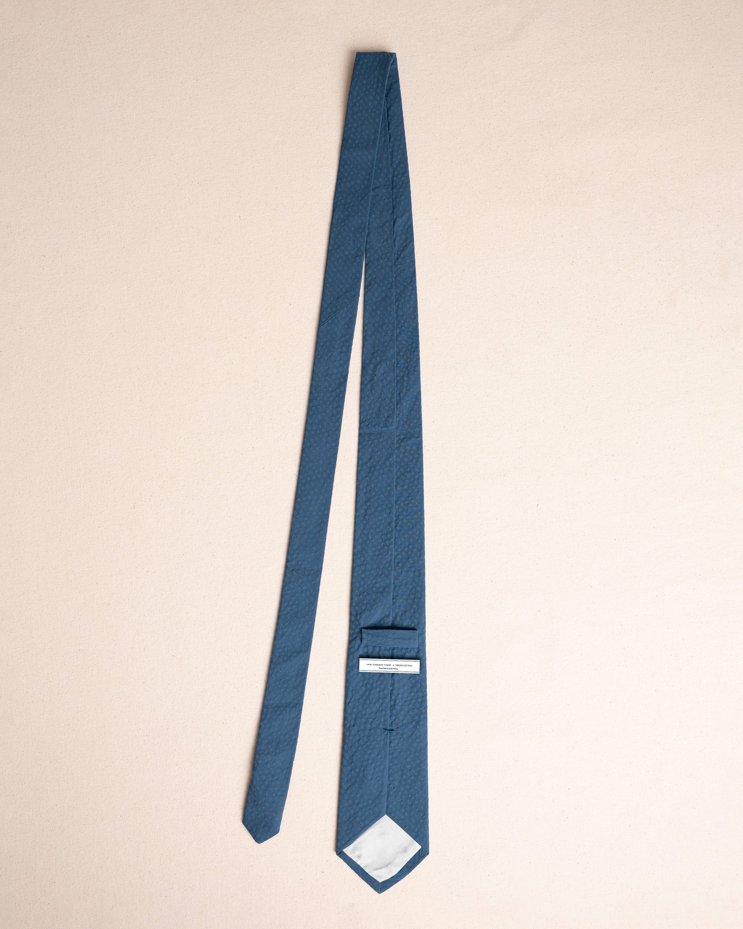 High Cotton Nautical Blue Seersucker Necktie - Image 4