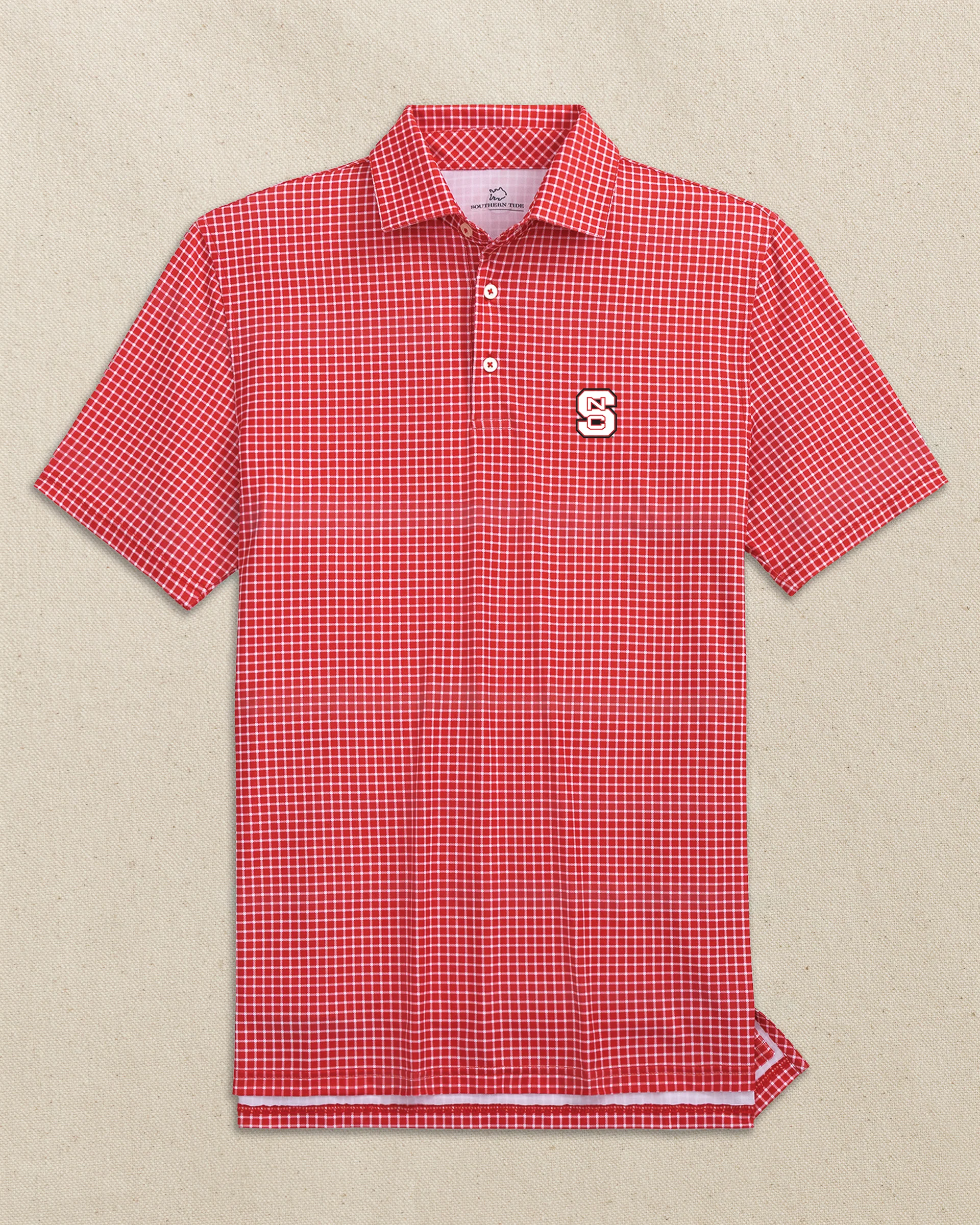 NC State Wolfpack Driver Dunes Edge Plaid Polo