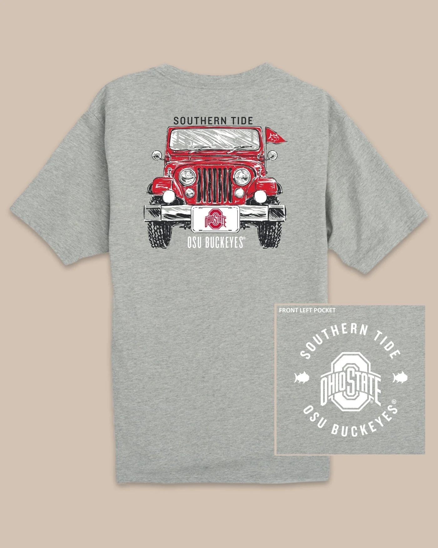 Ohio State Buckeyes Heather Front Plate T-Shirt - Image 2