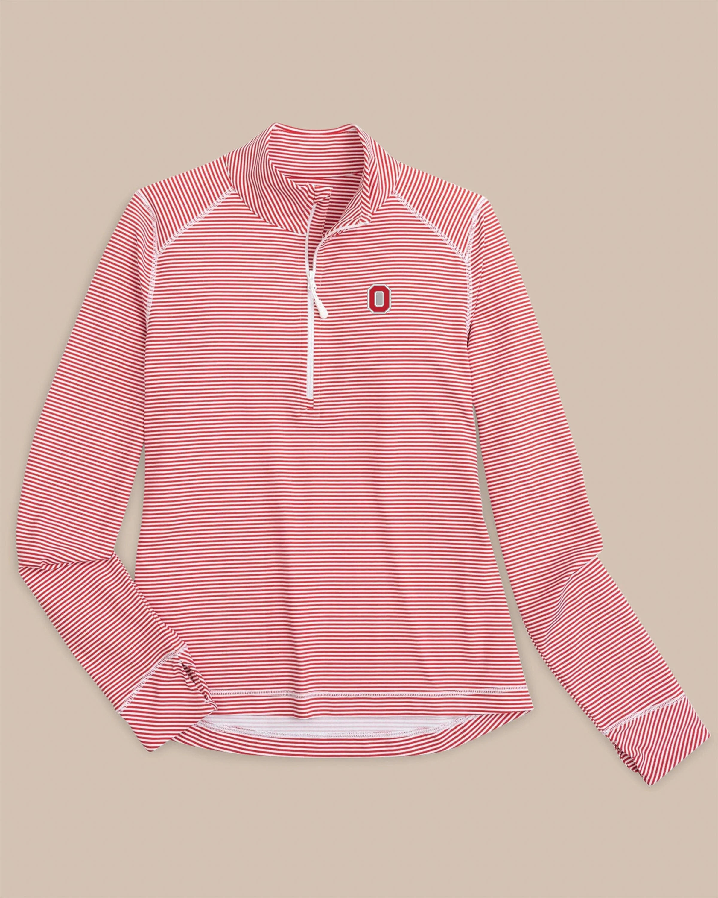 Ohio State Buckeyes Women's Striped Runaround Quarter Zip - Image 3