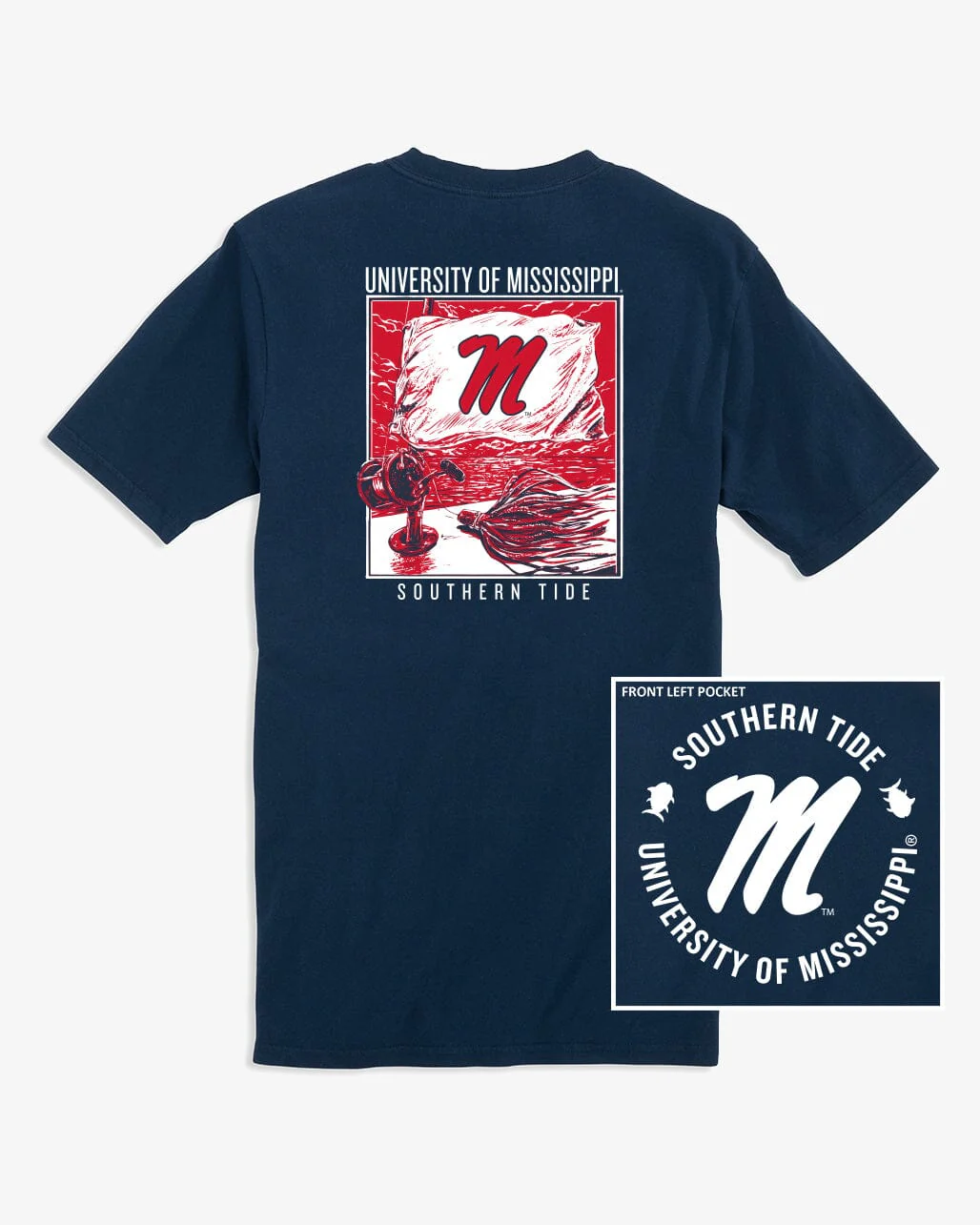 Ole Miss Rebels Fishing Flag T-Shirt