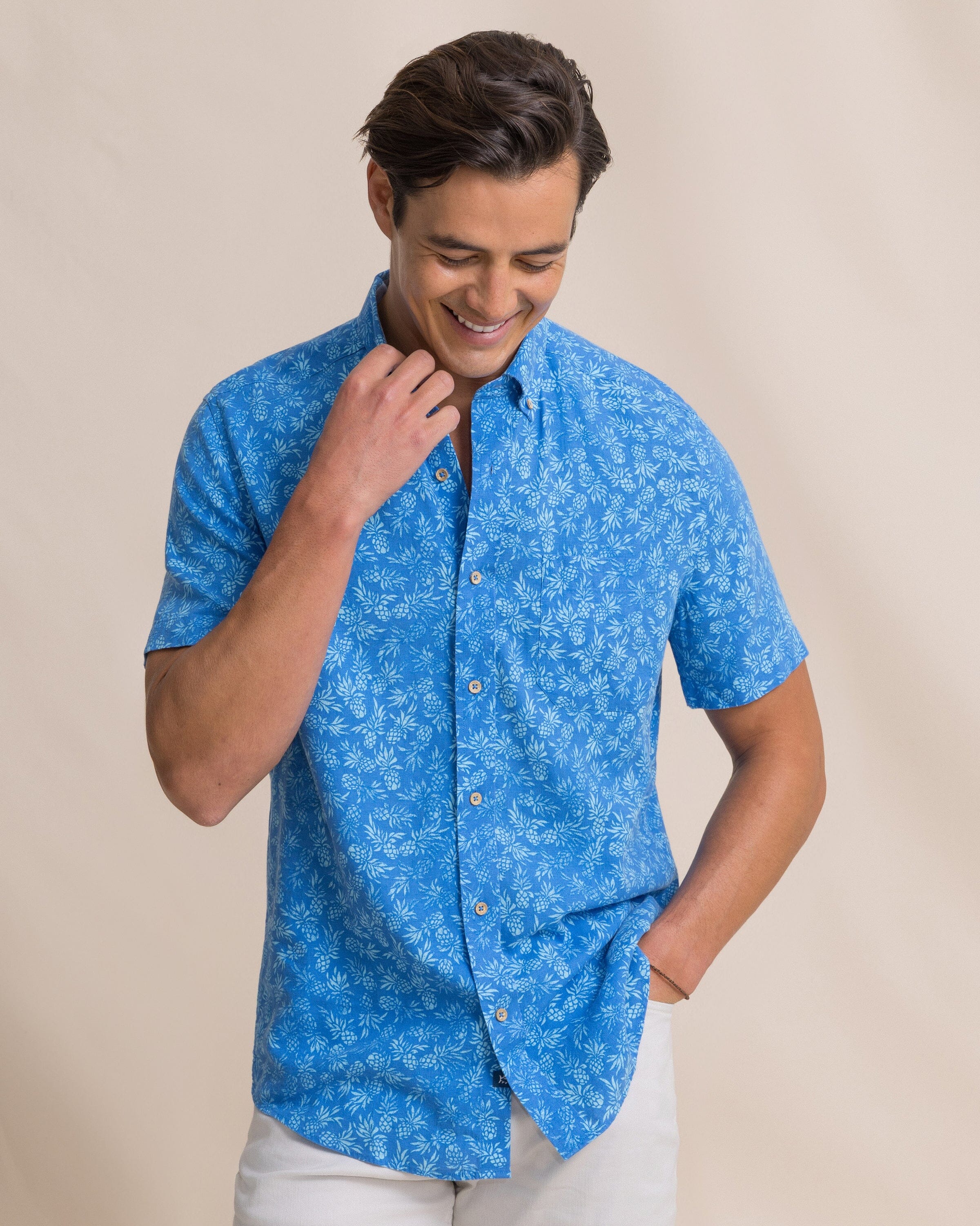 Pineapple Parade Linen Rayon Short Sleeve Sport Shirt - Image 3