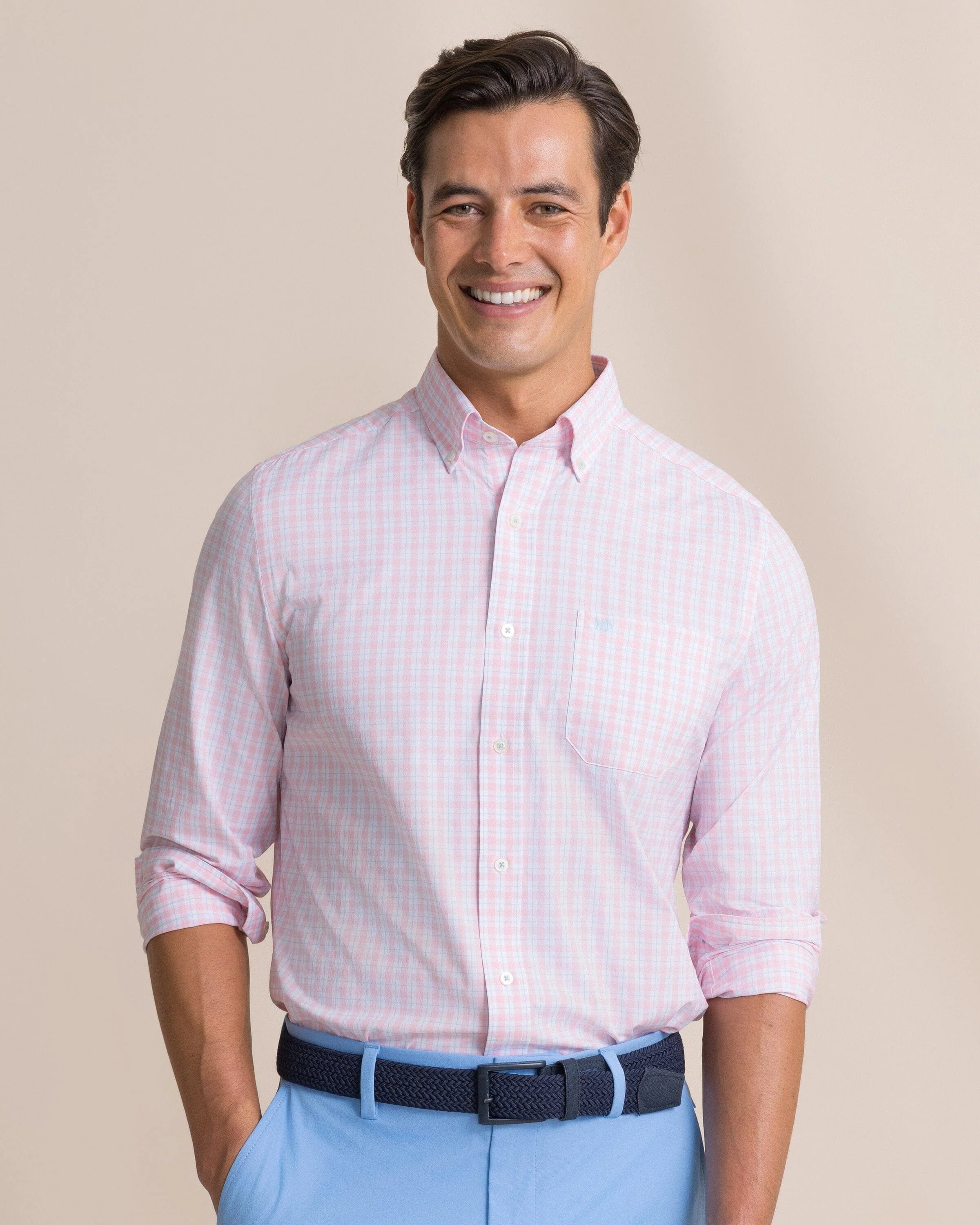Precheck Plaid Coastal Breeze® Sport Shirt - Image 6